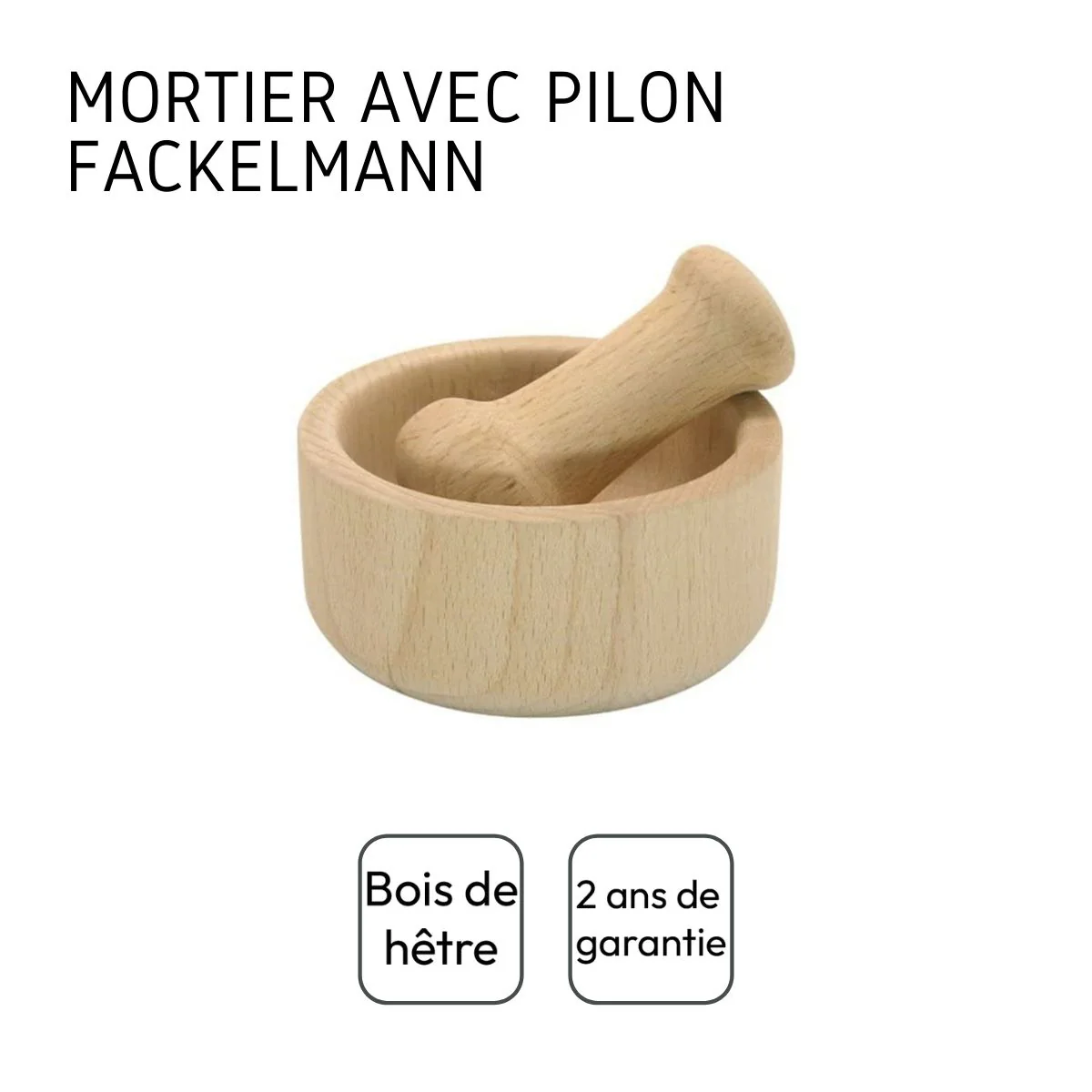 Mortier et pilon de cuisine en bois Fackelmann Wood Edition - Image 4