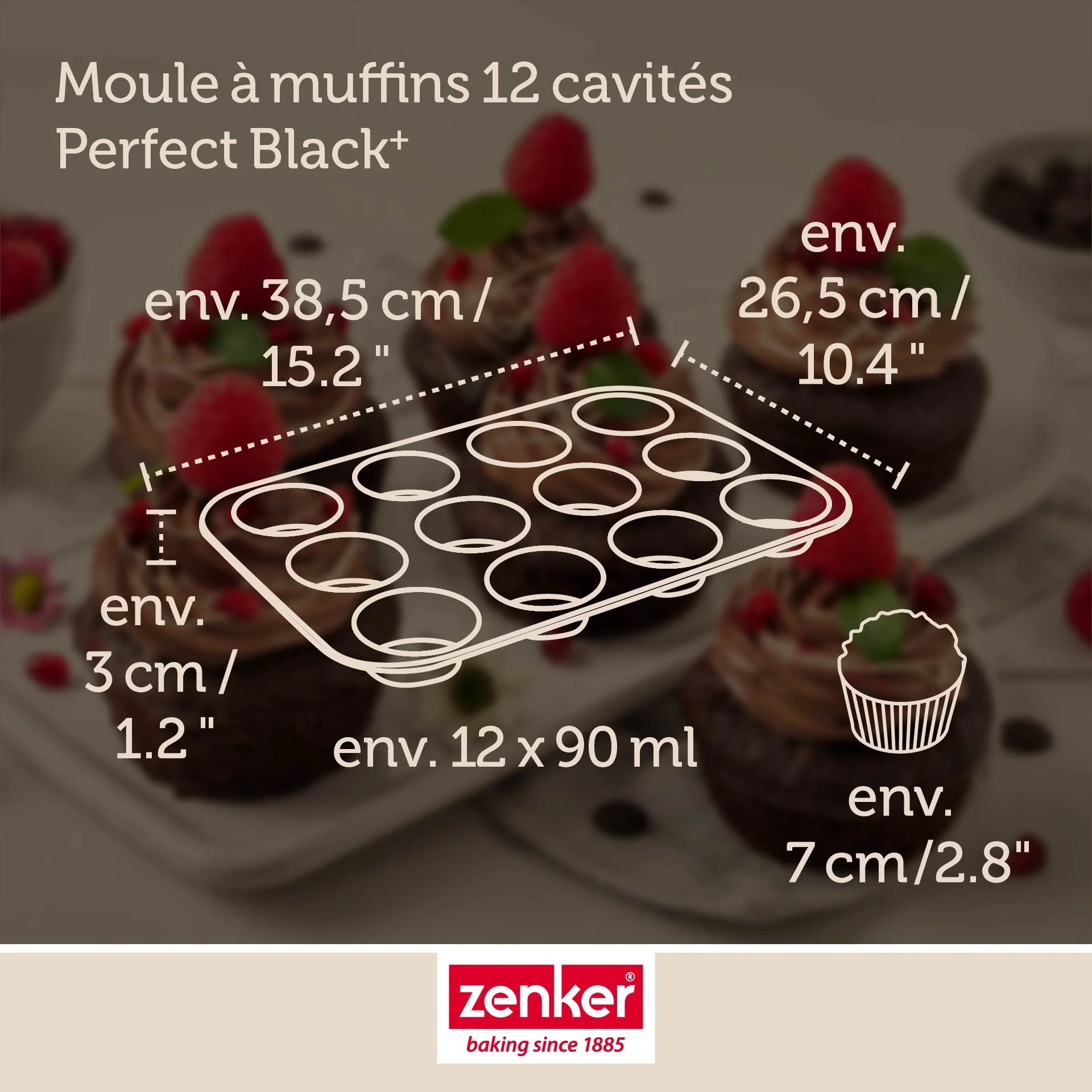 Moule à muffins 12 empreintes 38 x 26 cm Zenker Perfect Black - Image 3