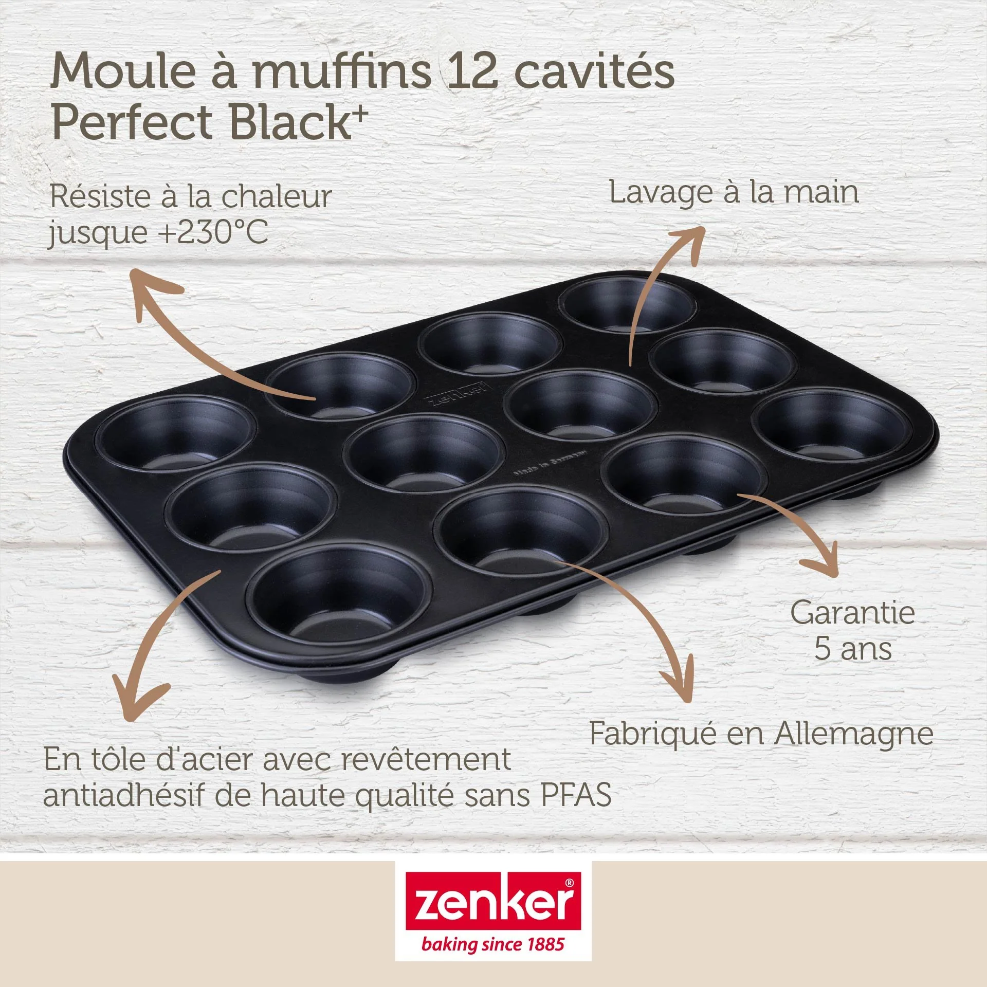 Moule à muffins 12 empreintes 38 x 26 cm Zenker Perfect Black - Image 4