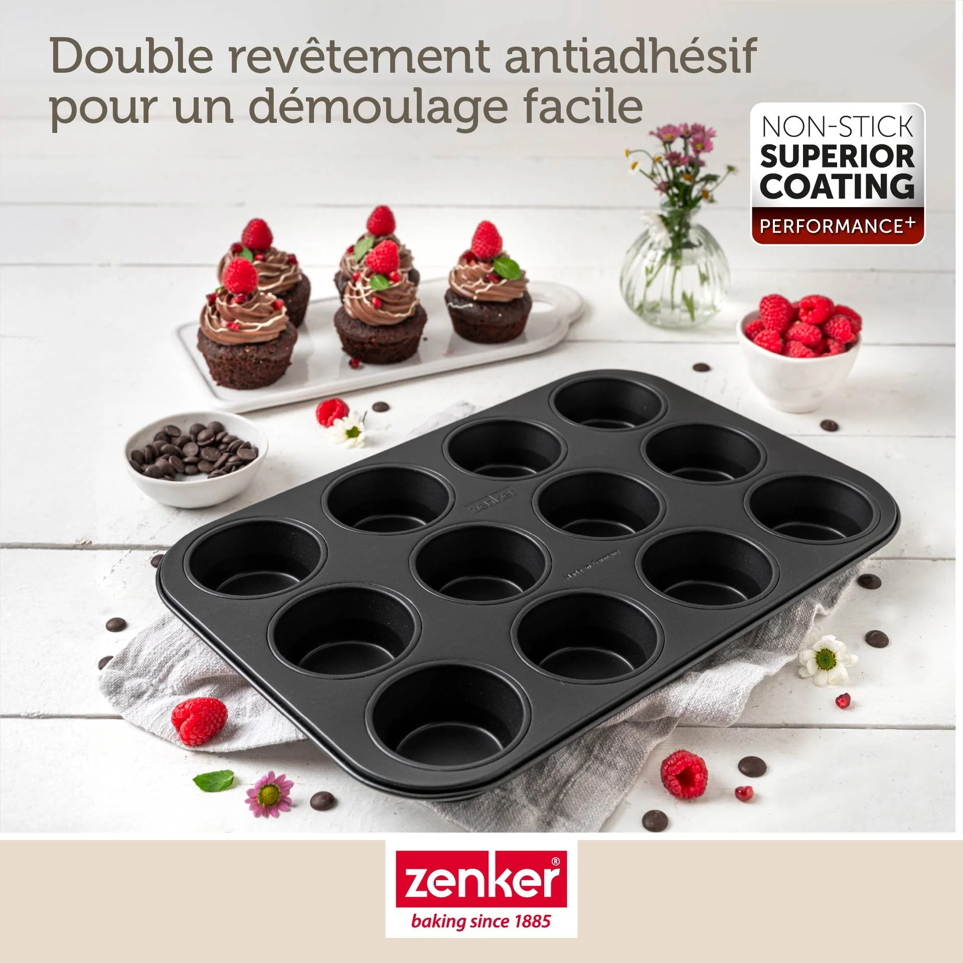 Moule à muffins 12 empreintes 38 x 26 cm Zenker Perfect Black - Image 6