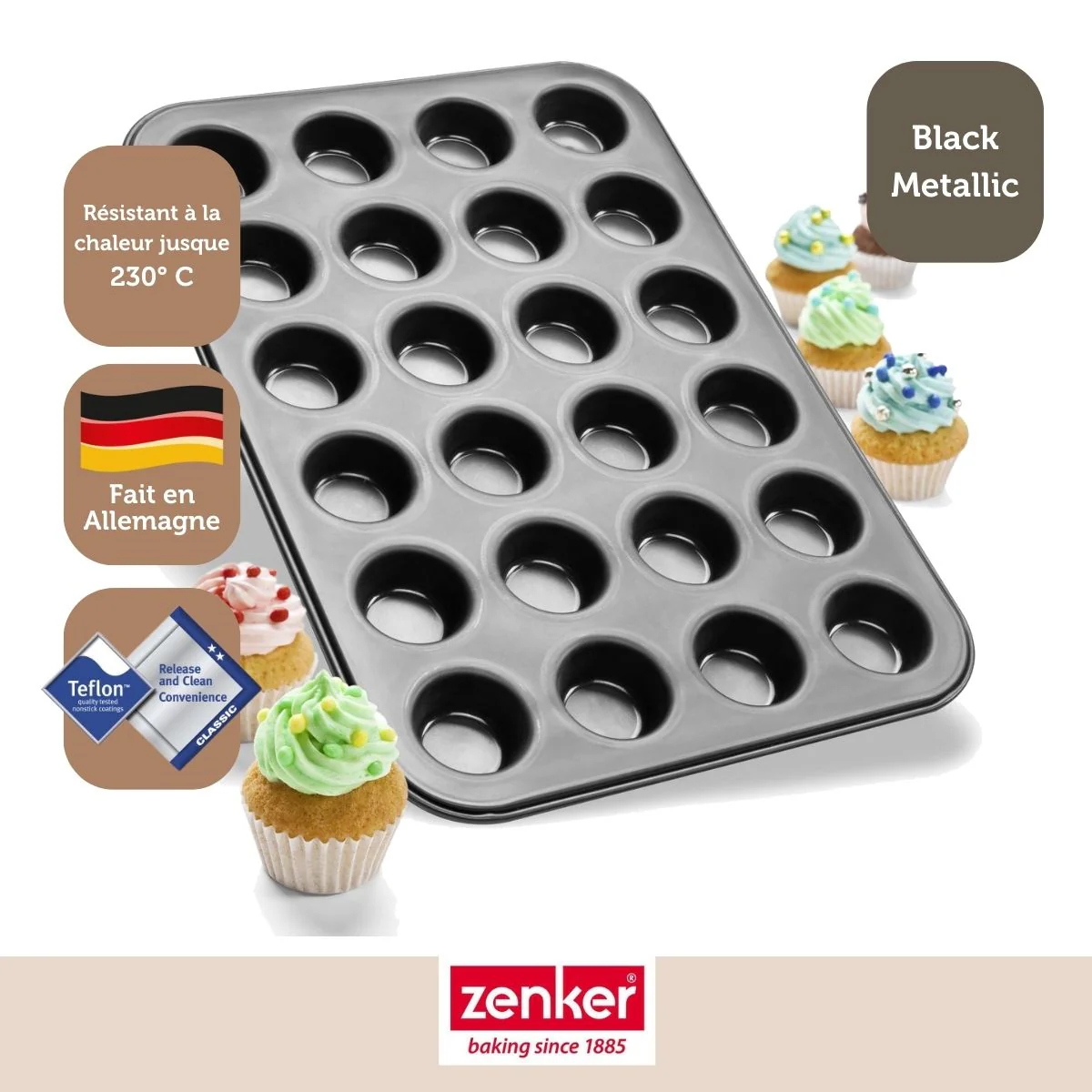 Moule à muffins 24 empreintes 38 x 26 cm Zenker Black Metallic - Image 6