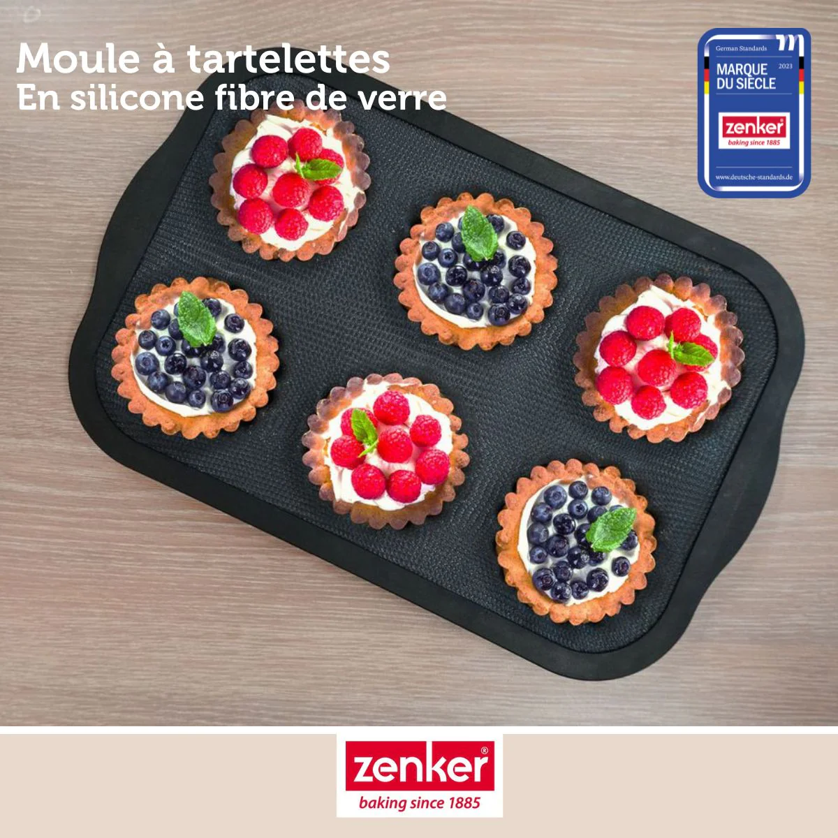 Moule 6 mini tartelettes 28 x 18 cm Zenker Silicone fibre de verre - Image 2