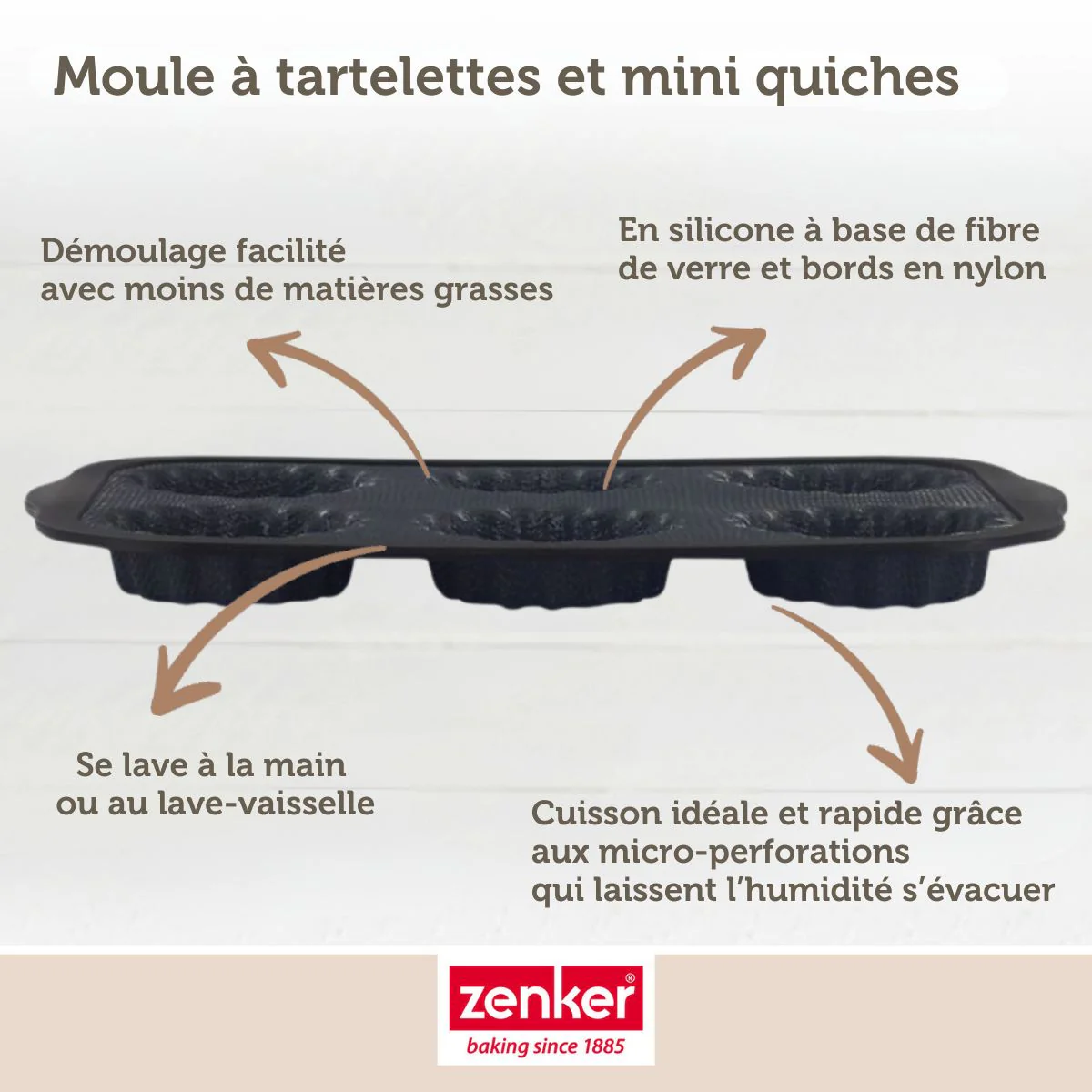 Moule 6 mini tartelettes 28 x 18 cm Zenker Silicone fibre de verre - Image 6