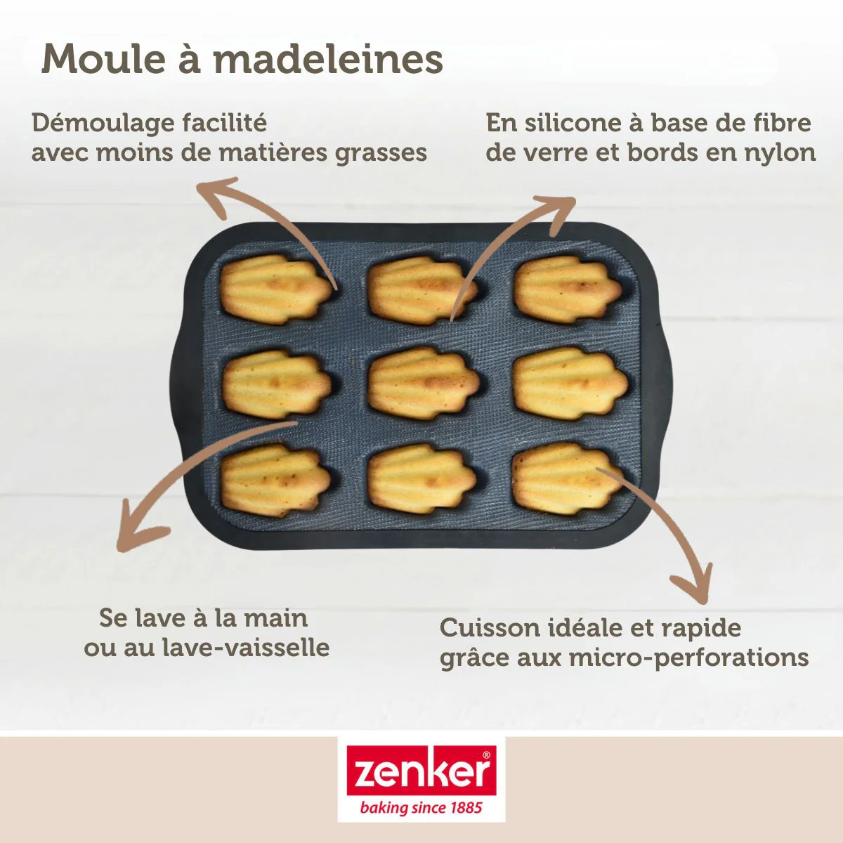 Moule 9 madeleines 28 x 18 cm Zenker Silicone fibre de verre - Image 6