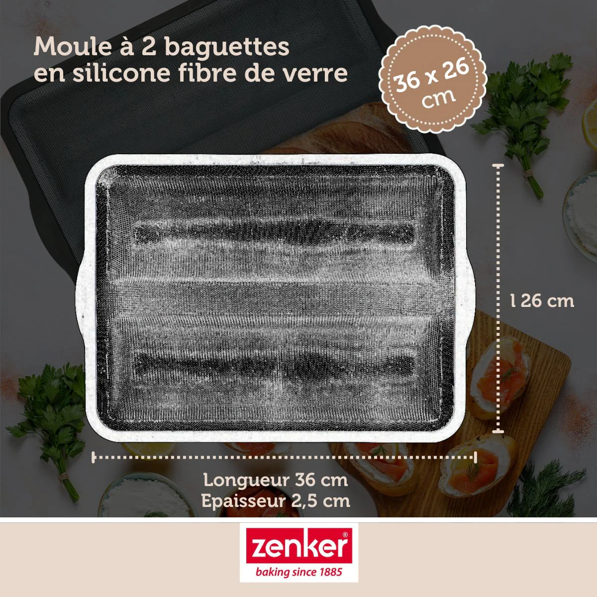 Moule à baguettes de pain 36 x 26 cm Zenker Silicone fibre de verre - Image 3
