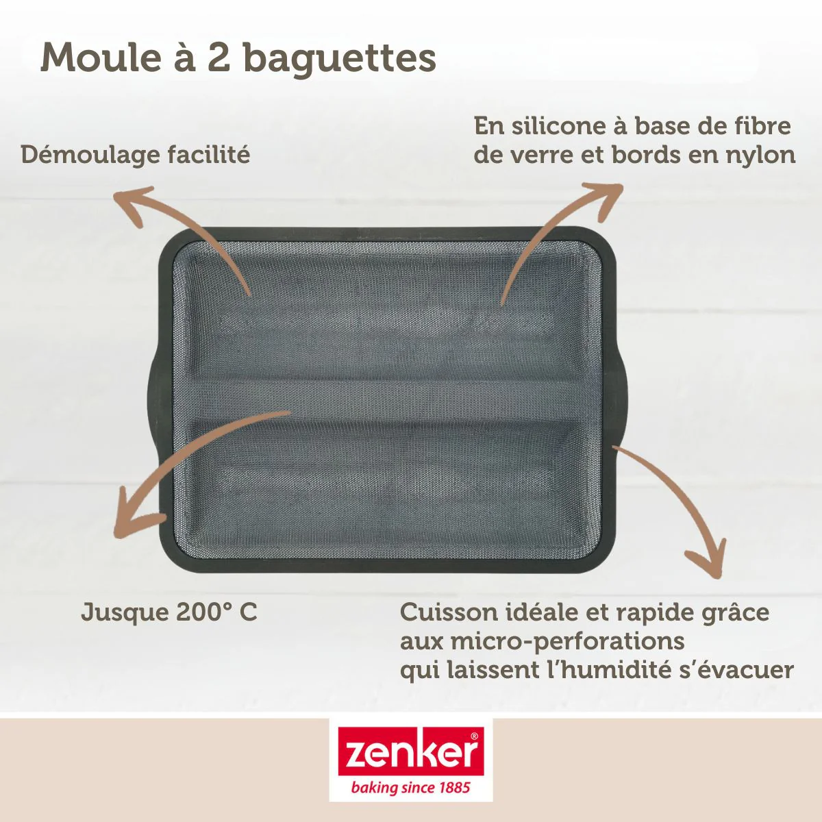 Moule à baguettes de pain 36 x 26 cm Zenker Silicone fibre de verre - Image 6