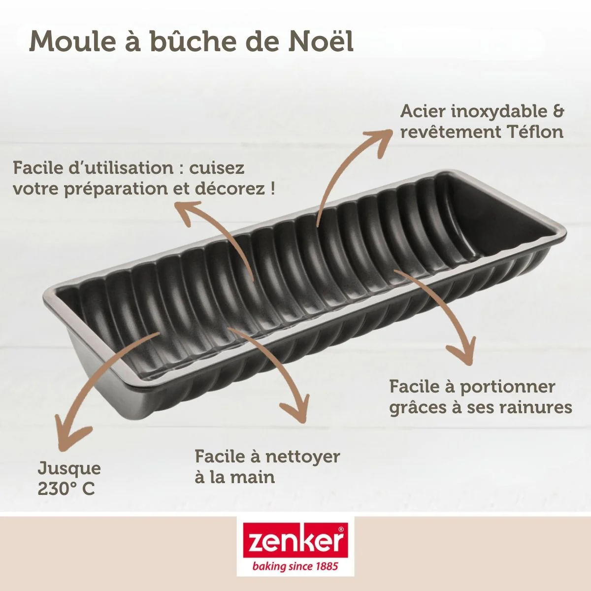 Moule à bûche de Noël 32 x 12,5 cm Zenker Black Metallic - Image 4