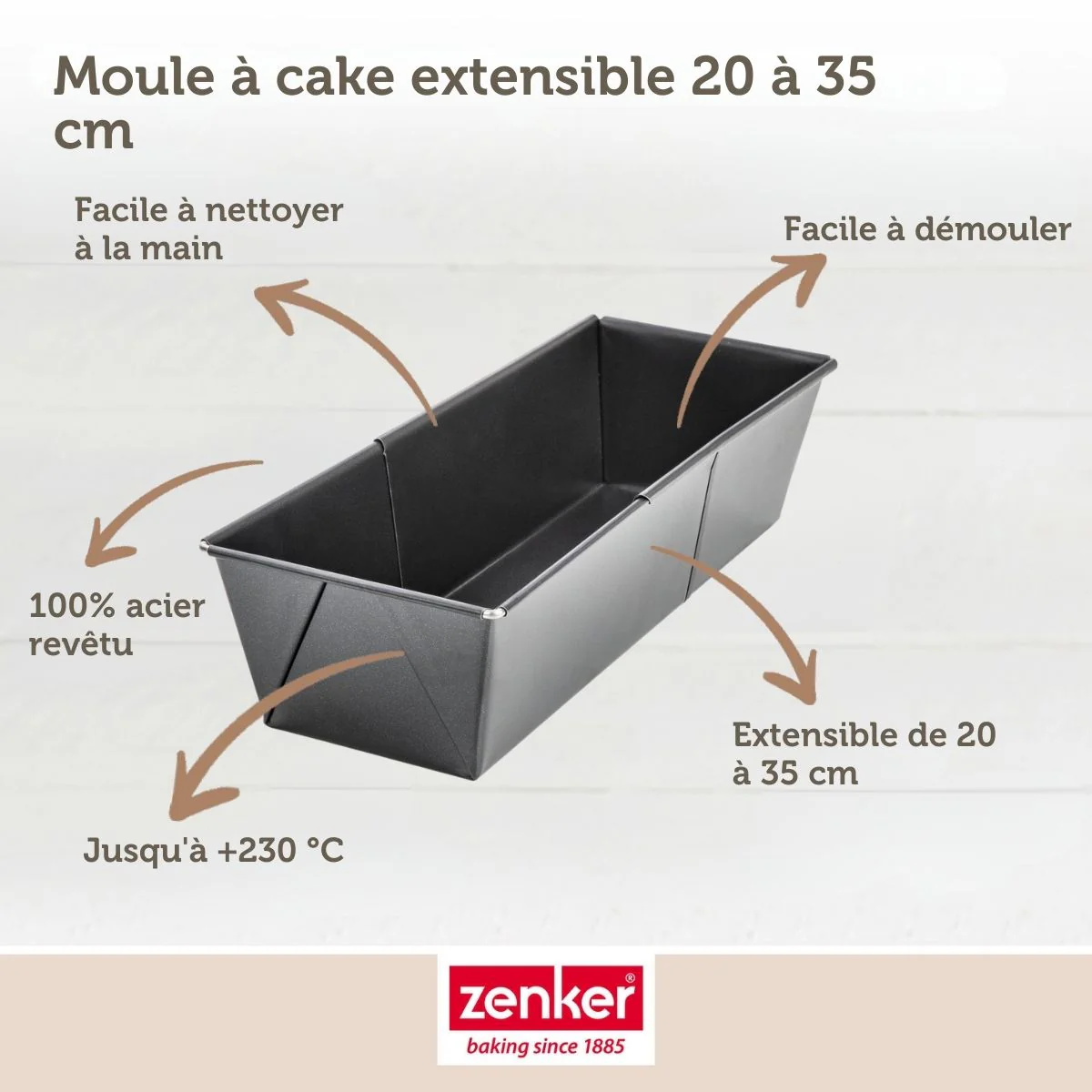 Moule à cake extensible 20 à 35 cm Zenker Black Metallic - Image 3