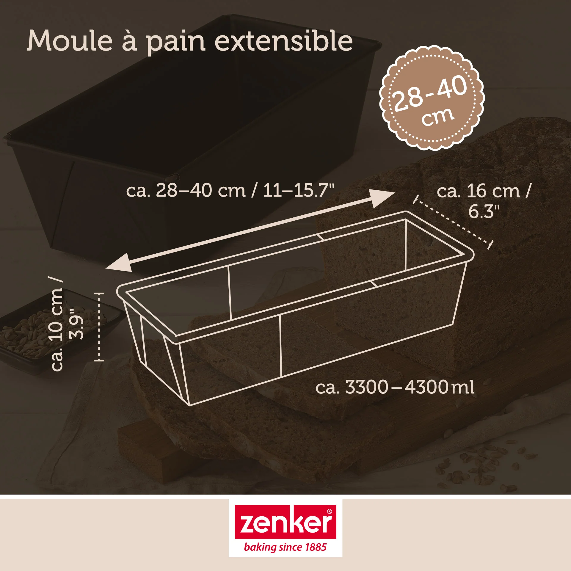 Moule à cake extensible de 28 à 40 cm Zenker Pure - Image 5