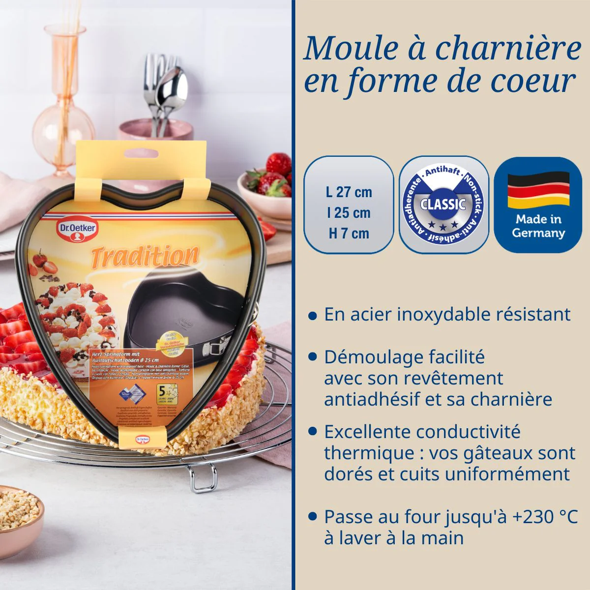 Moule à charnière en forme de cœur 25 cm Dr. Oetker - Image 3