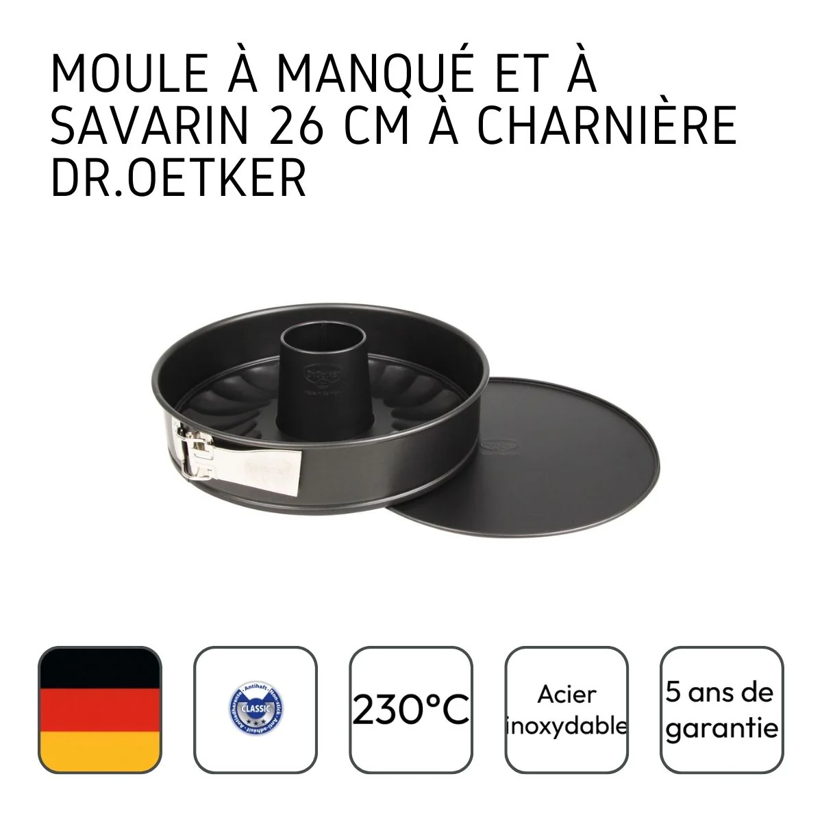 Moule à manqué et à savarin double fond 26 cm Dr.Oetker Tradition - Image 4