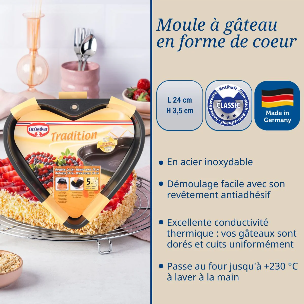 Moule à gâteau cœur 24 cm Dr Oetker Tradition - Image 3