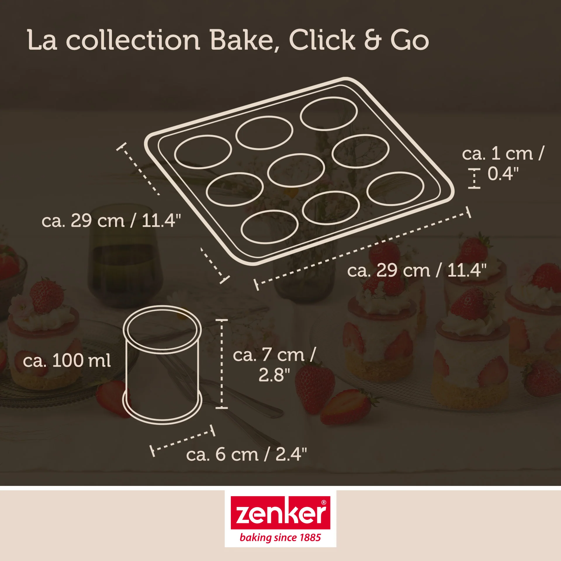 Moule à gâteaux individuels 9 empreintes avec couvercle 29 x 29 cm Zenker Bake Click and Go - Image 4