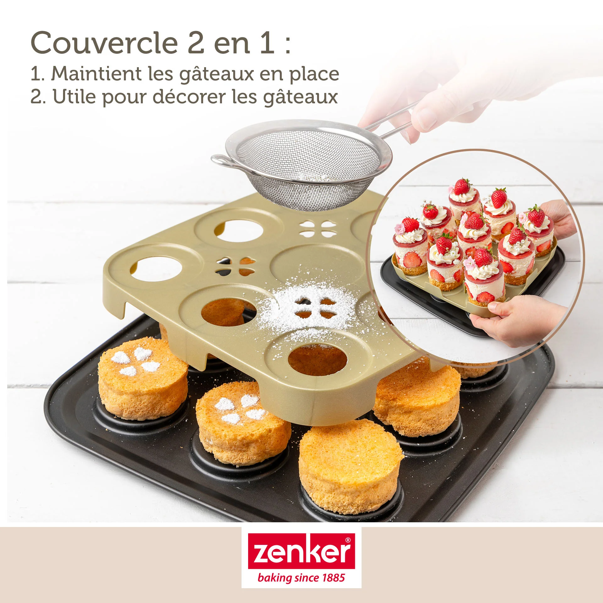 Moule à gâteaux individuels 9 empreintes avec couvercle 29 x 29 cm Zenker Bake Click and Go - Image 5