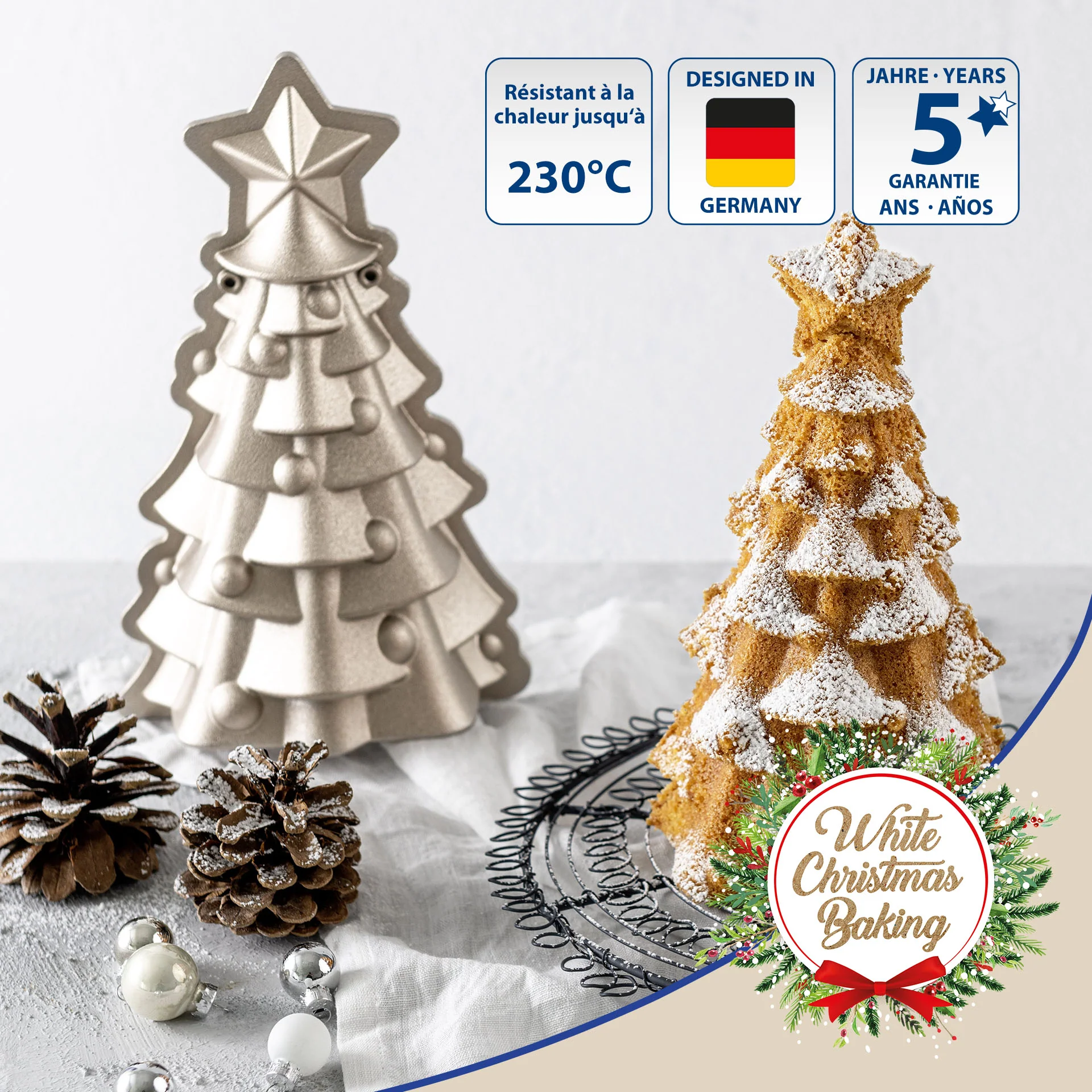 Moule à gâteaux original en forme de sapin de noël 17 x 7,5 cm Dr.Oetker Christmas - Image 3