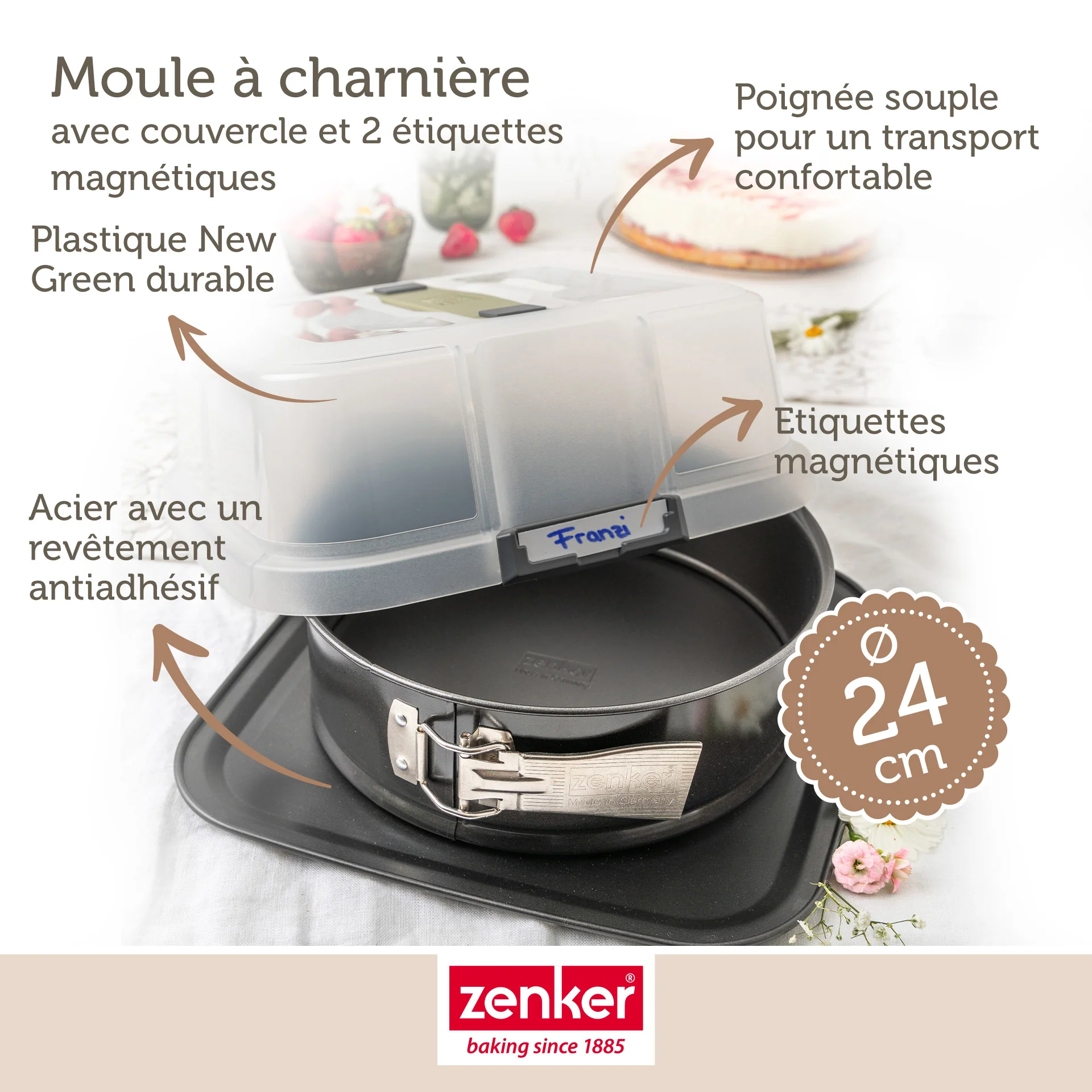 Moule à charnière rond 23 cm avec couvercle de transport Zenker Bake Click and Go - Image 3
