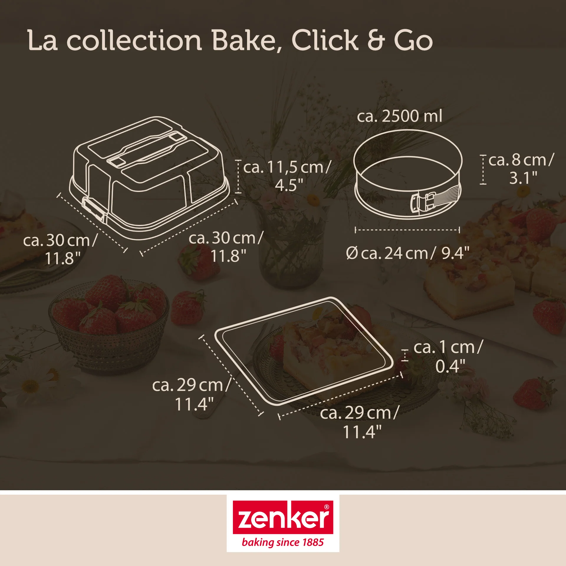 Moule à charnière rond 23 cm avec couvercle de transport Zenker Bake Click and Go - Image 4