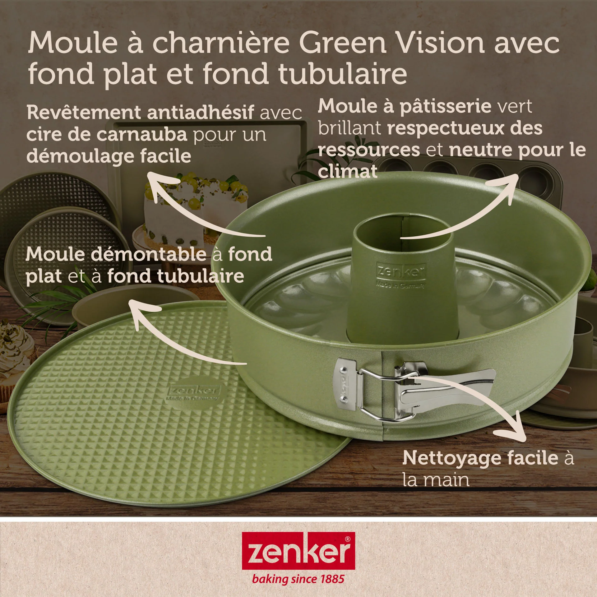 Moule à manqué et à savarin double fond 26 cm Zenker Green Vision - Image 3