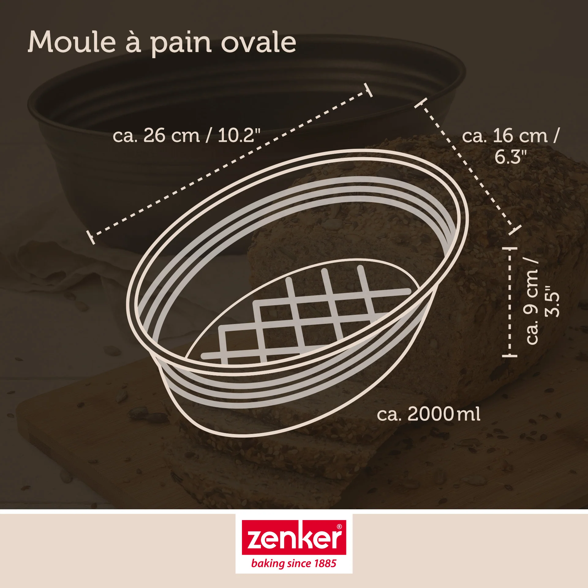 Moule à pain ovale 26 x 16 cm Zenker Black Metallic - Image 5