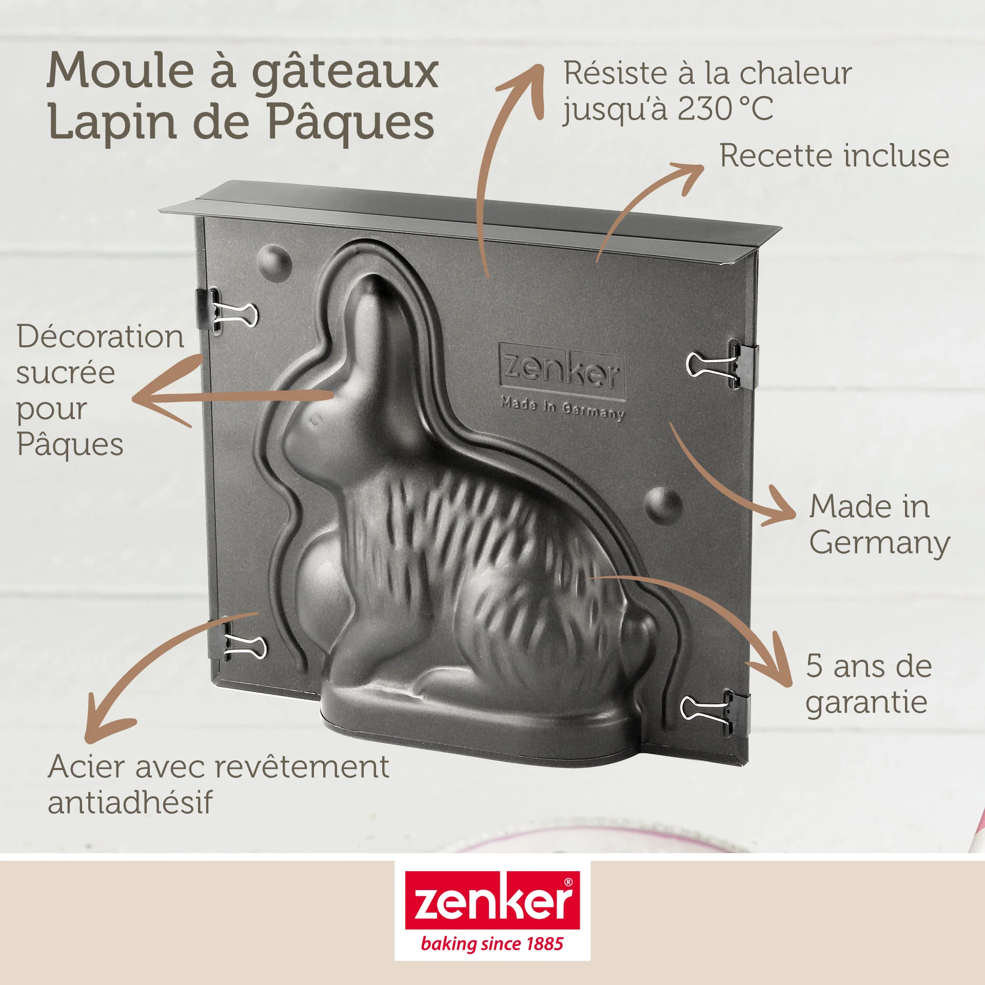 Moule à gâteaux 3D en forme de lapin de Pâques 600 ml Zenker Special Season - Image 3