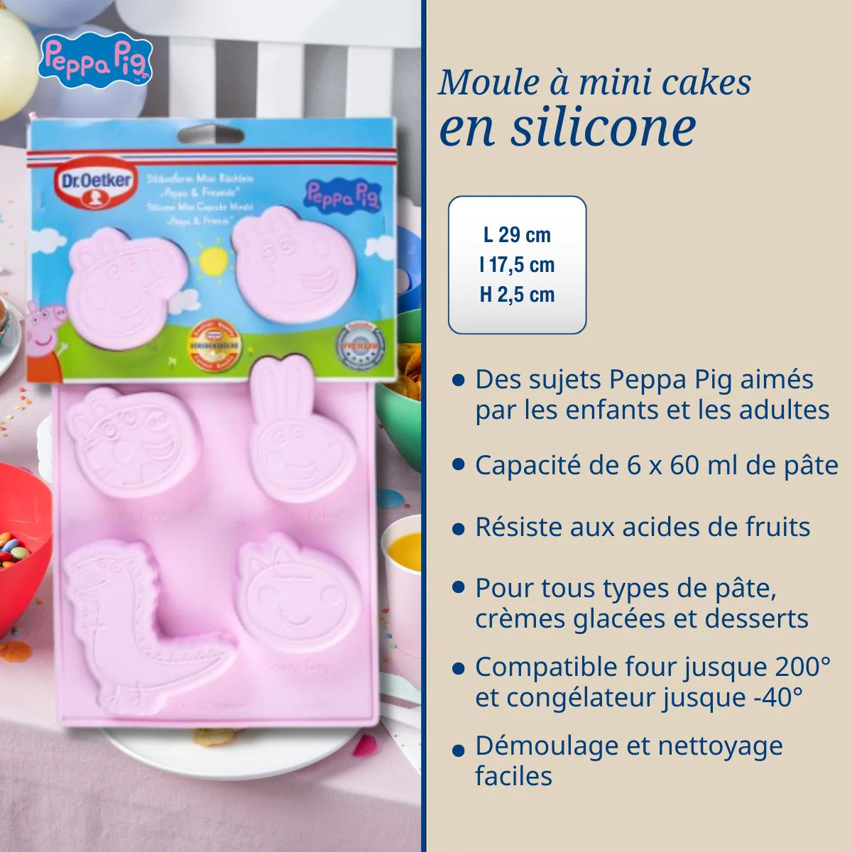 Moule mini cakes silicone 29 x 17,5 cm Dr. Oetker Peppa Pig - Image 3