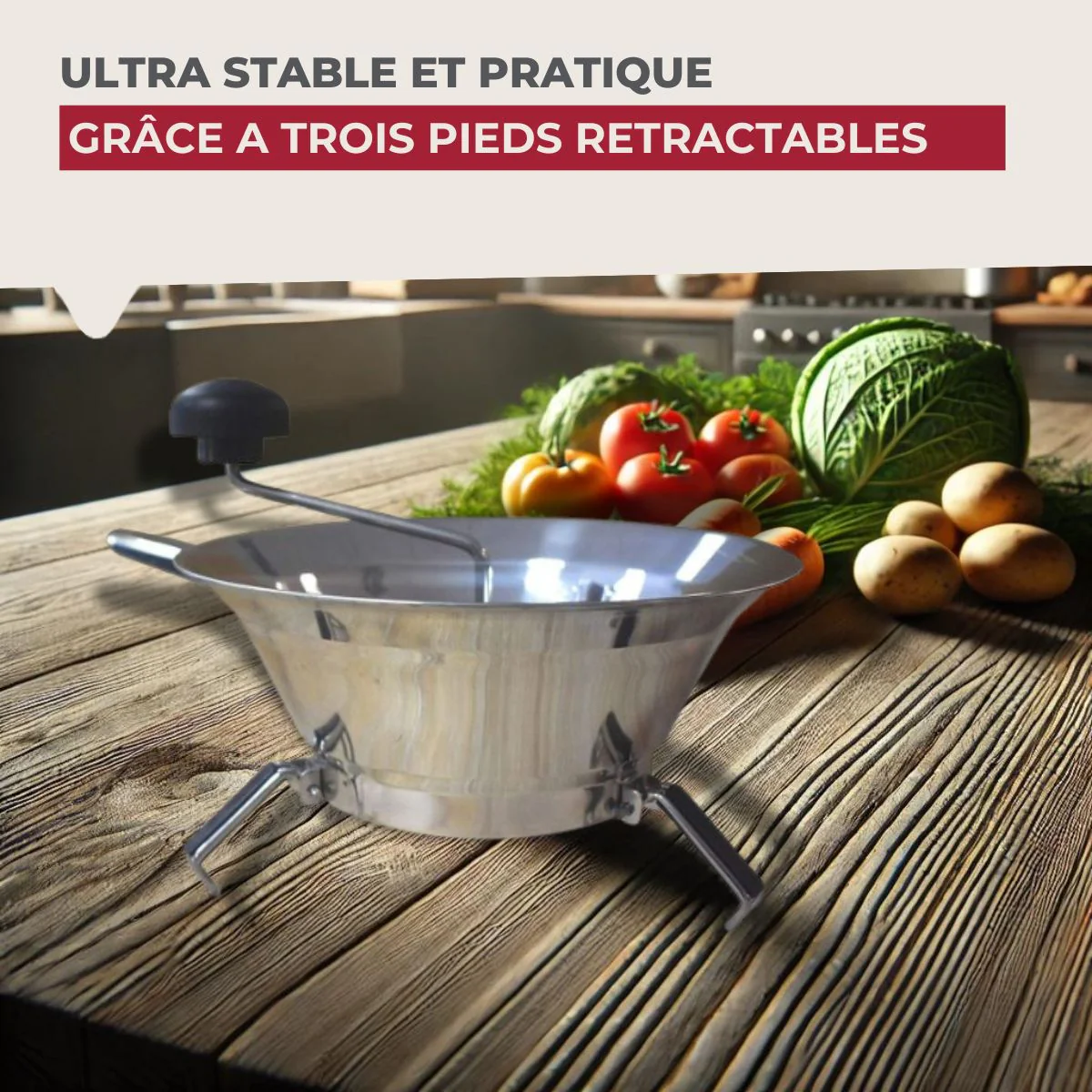 Moulin à légumes inox 24 cm Fackelmann Handmade Tradition - Image 5