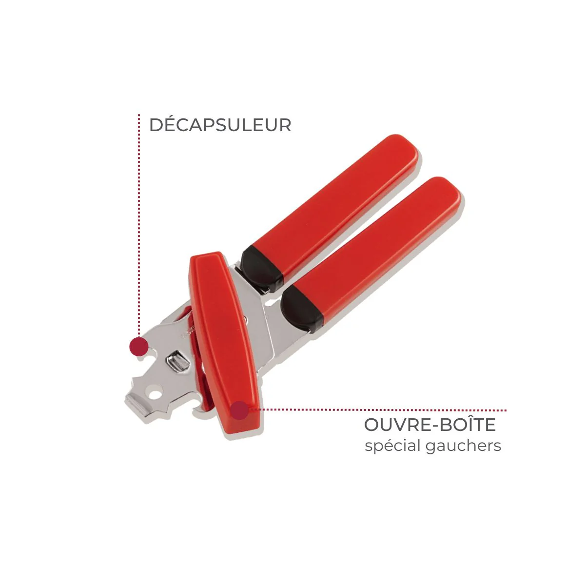 Ouvre boîte 3 en 1 pour gaucher 17 cm Fackelmann Basic - Image 4