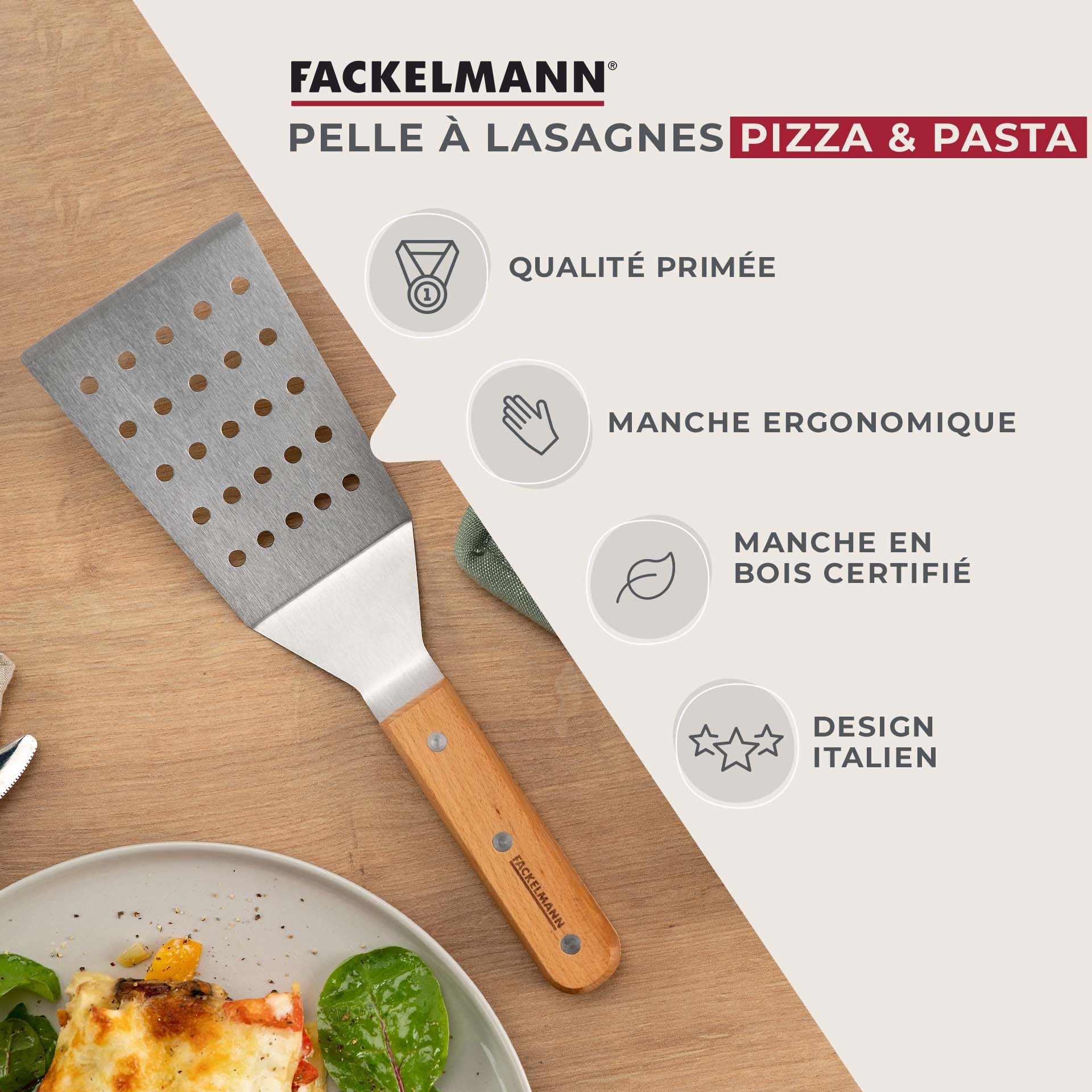 Pelle à pizza ajourée 29 cm Fackelmann Pizza & Pasta - Image 2