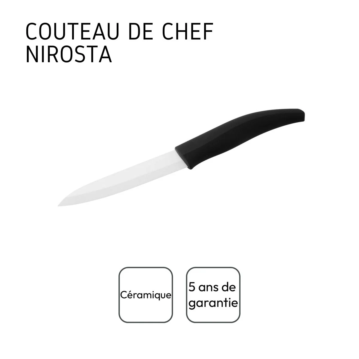 Couteau d'office avec lame en céramique de 12,5 cm de long Nirosta Céramique - Image 4