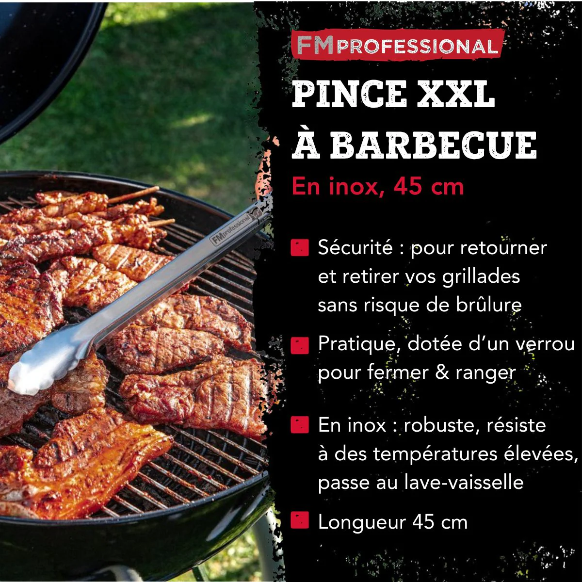Pince à barbecue professionnelle 45 cm FM Professional - Image 3