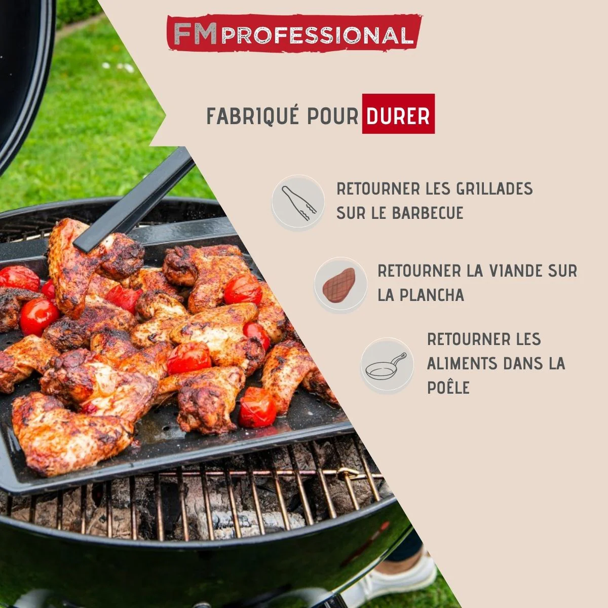 Pince à barbecue silicone 29 cm FM Professional Barbecue - Image 2