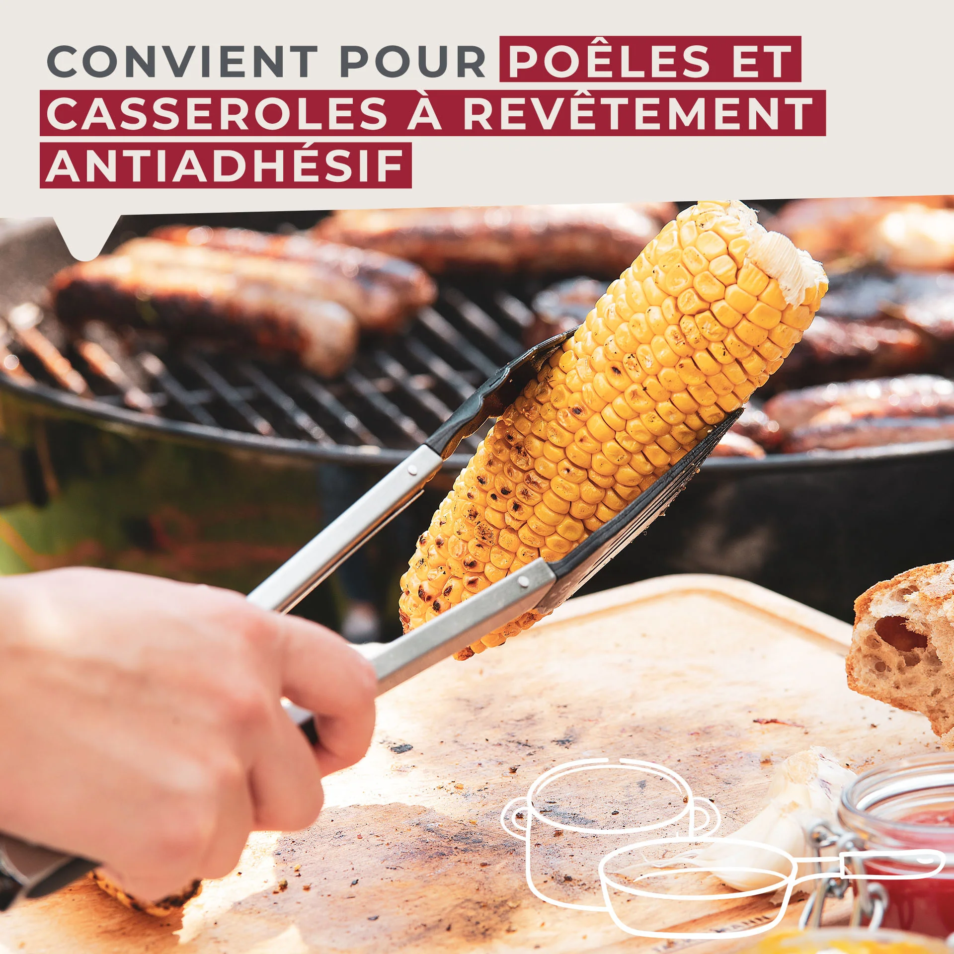 Pince de cuisine double embout 35 cm Fackelmann Penderie - Image 4