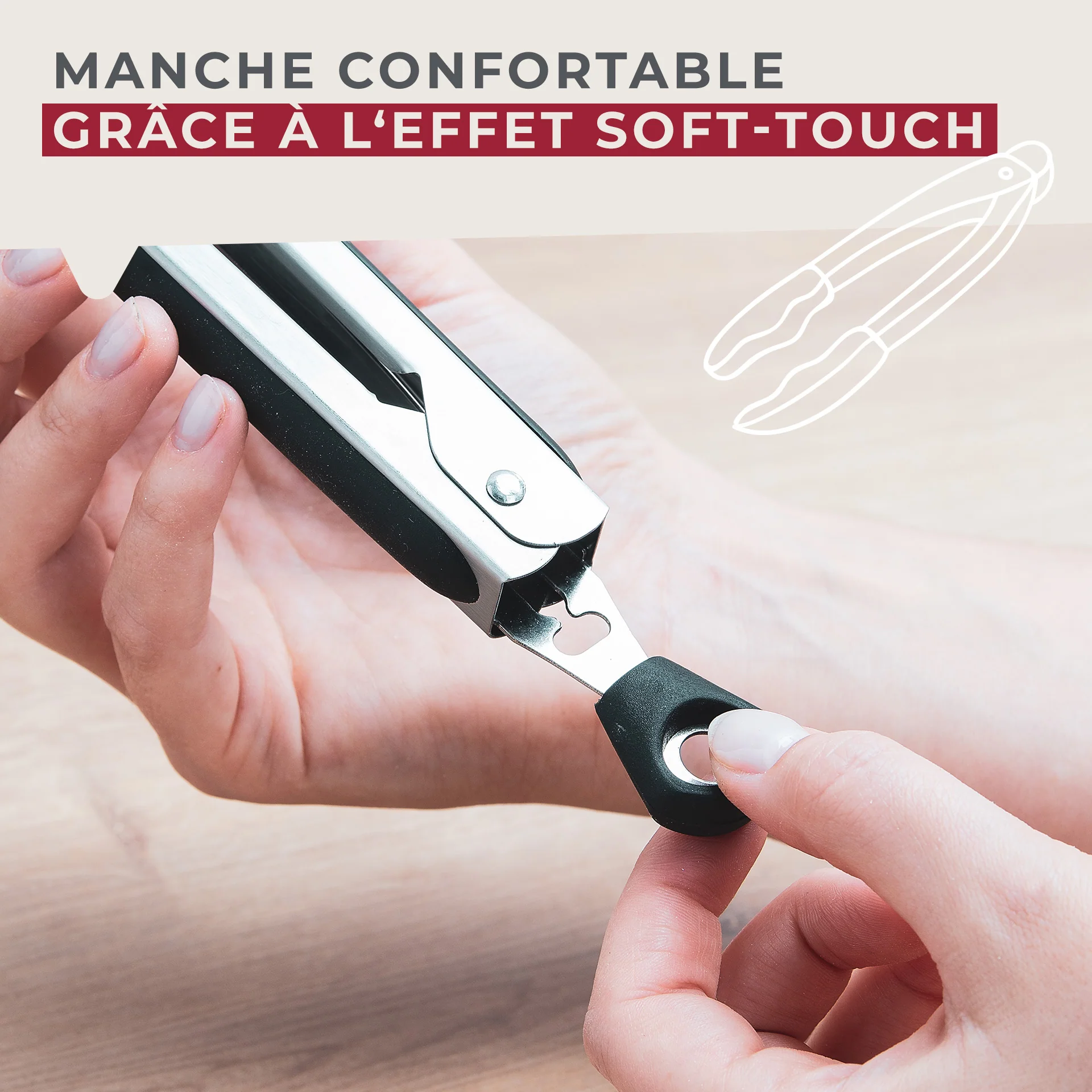 Pince de cuisine double embout 35 cm Fackelmann Penderie - Image 5