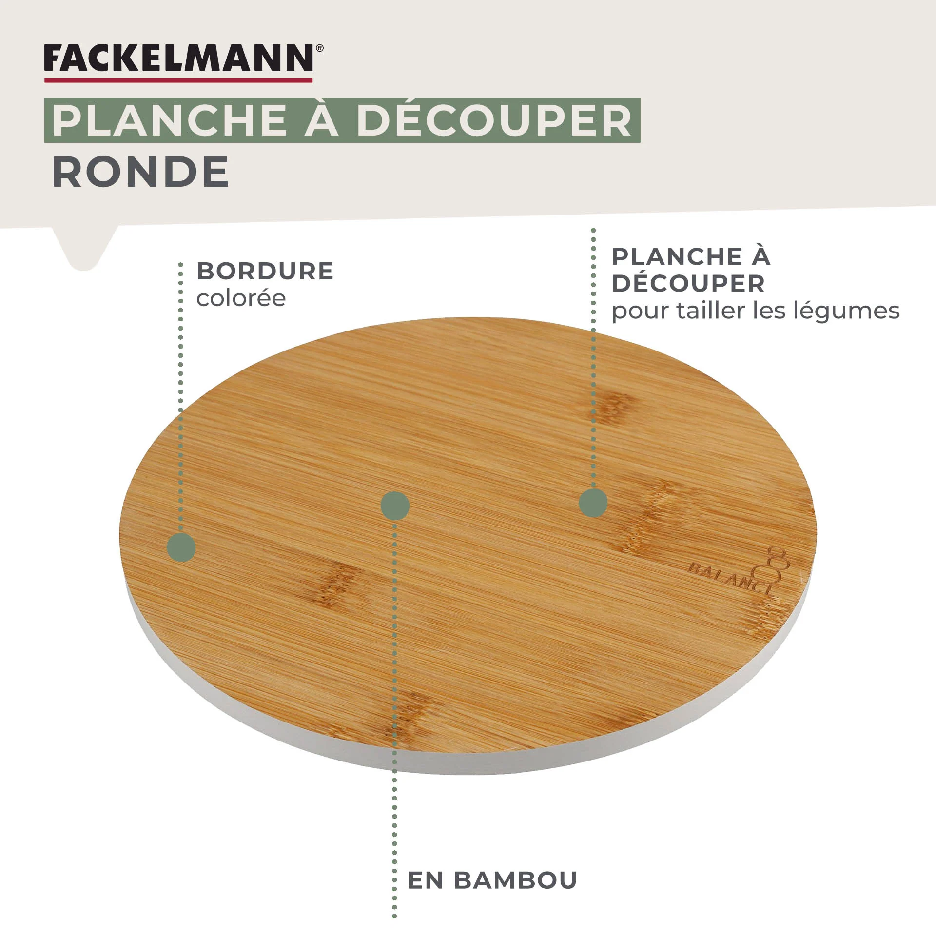 Planche à découper en bambou 24 x 24 cm Fackelmann Balance - Image 2