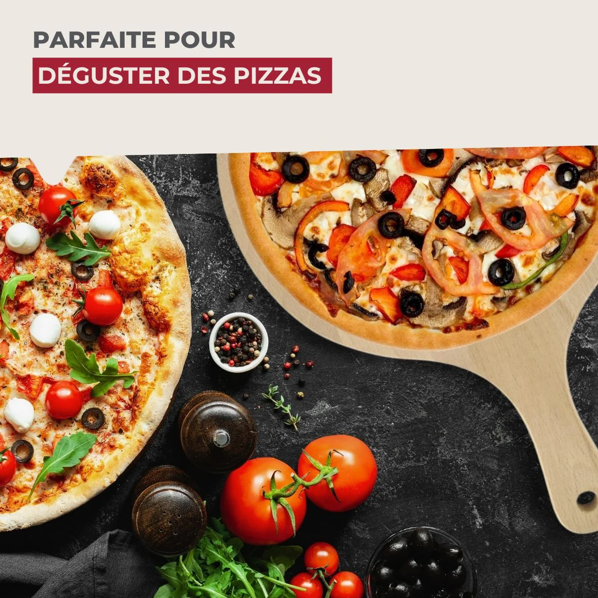 Planche à pizza et tarte flambée en bois 30 cm Fackelmann Wood Edition - Image 4