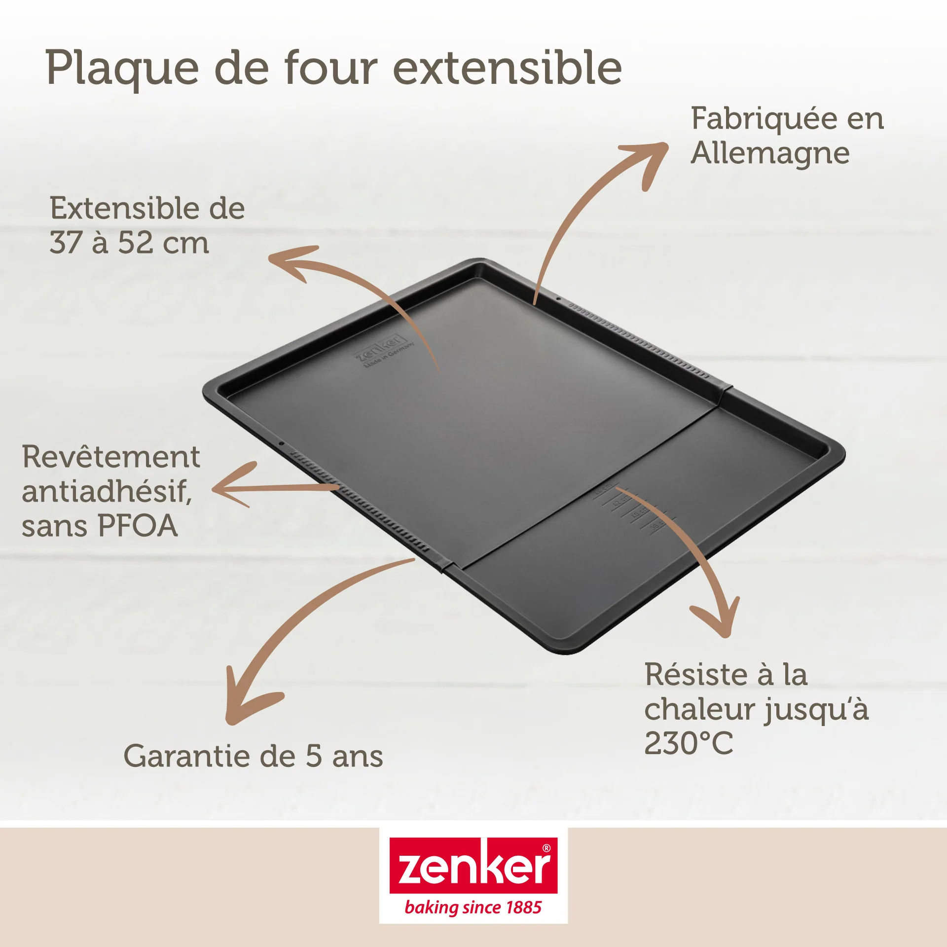 Plaque à pâtisserie extensible de 37 x 52 cm Zenker Black Metallic - Image 3