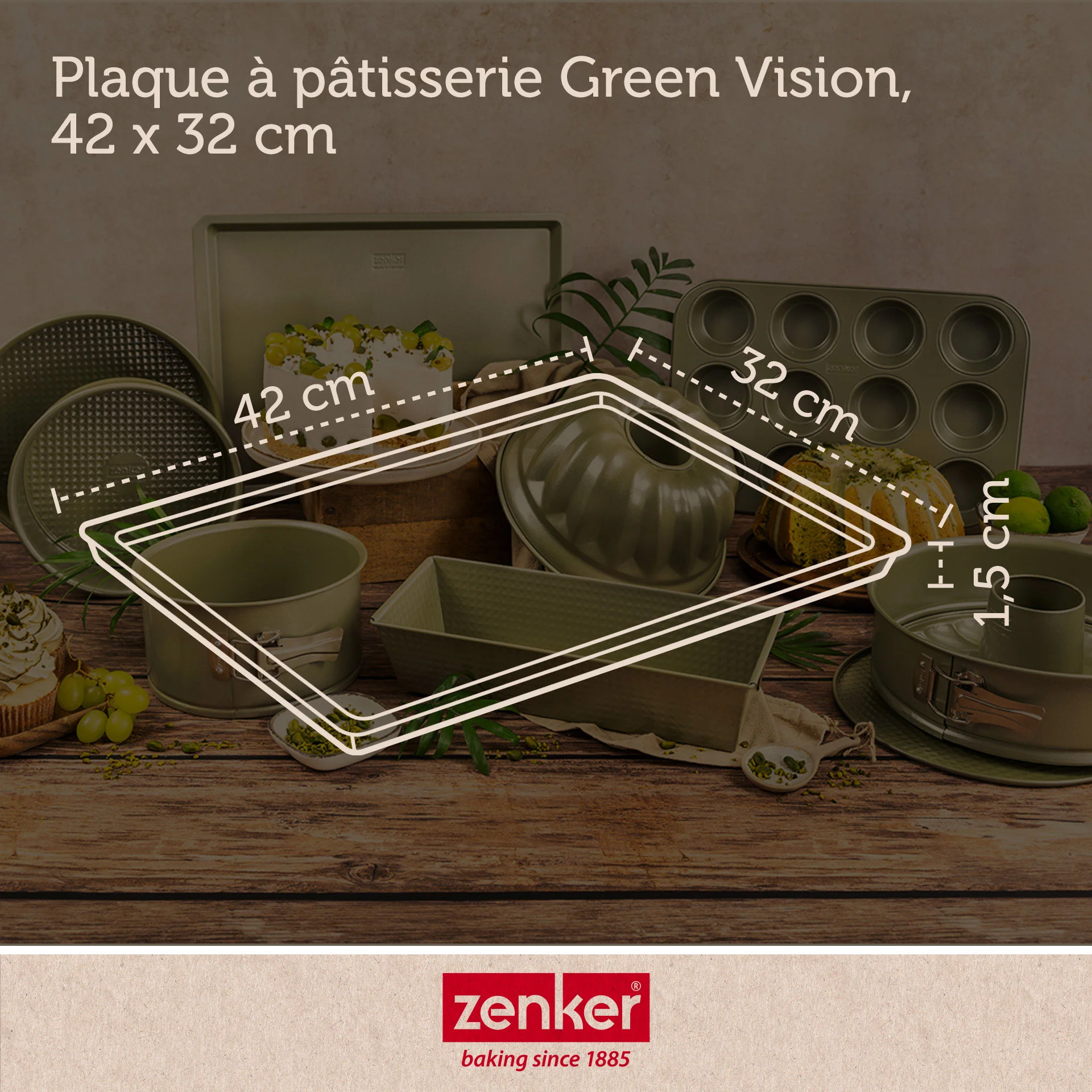 Plaque à pâtisserie 42 x 32 cm Zenker Green Vision - Image 4