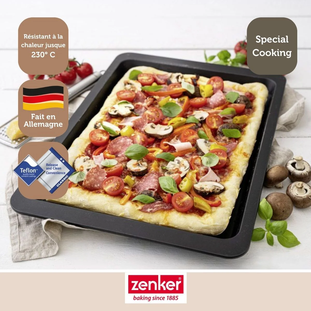 Plaque à pizza rectangulaire 42 x 29 cm Zenker Spécial Countries - Image 5
