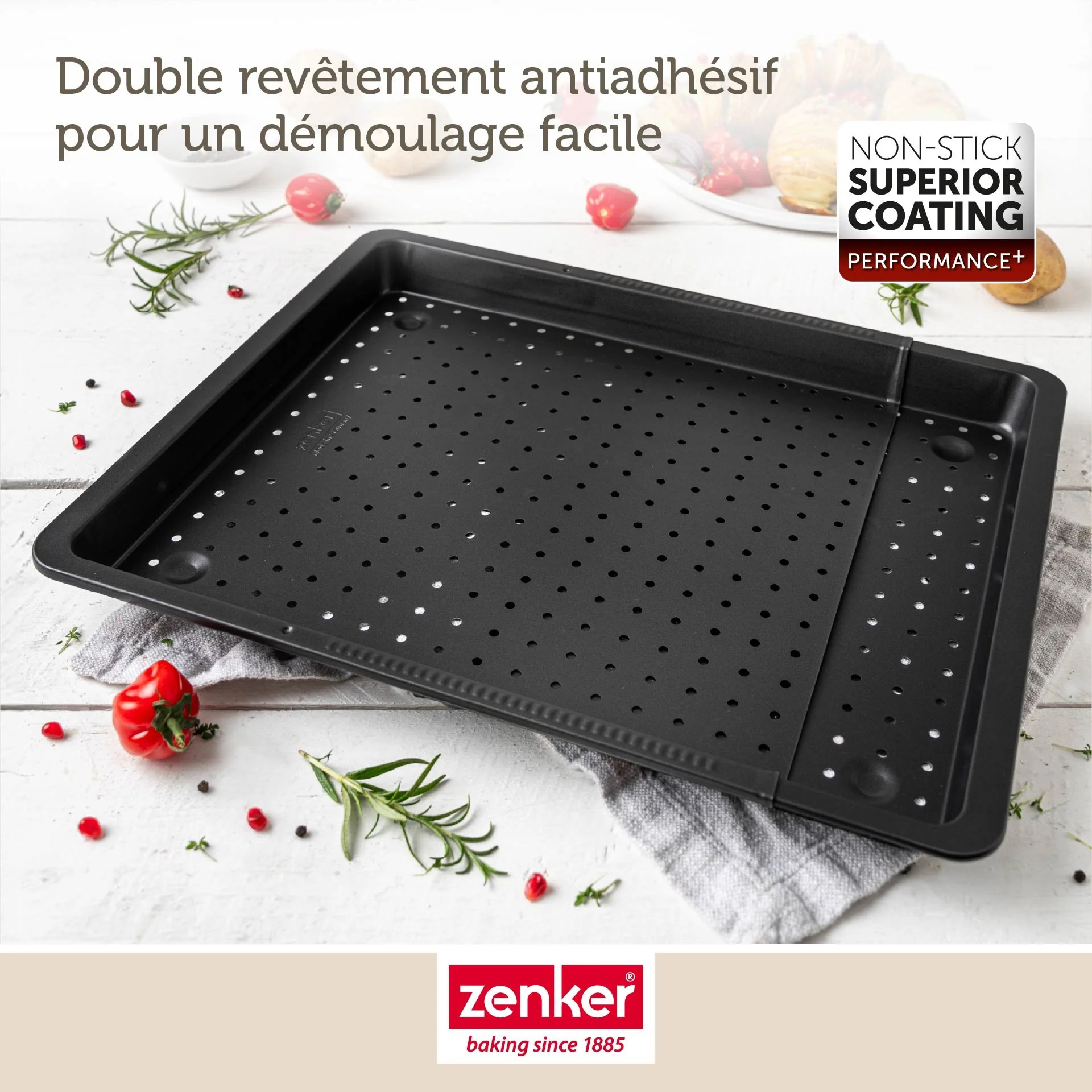 Plaque de cuisson four extensible et perforée de 37 à 52 cm Zenker Perfect Black + - Image 7