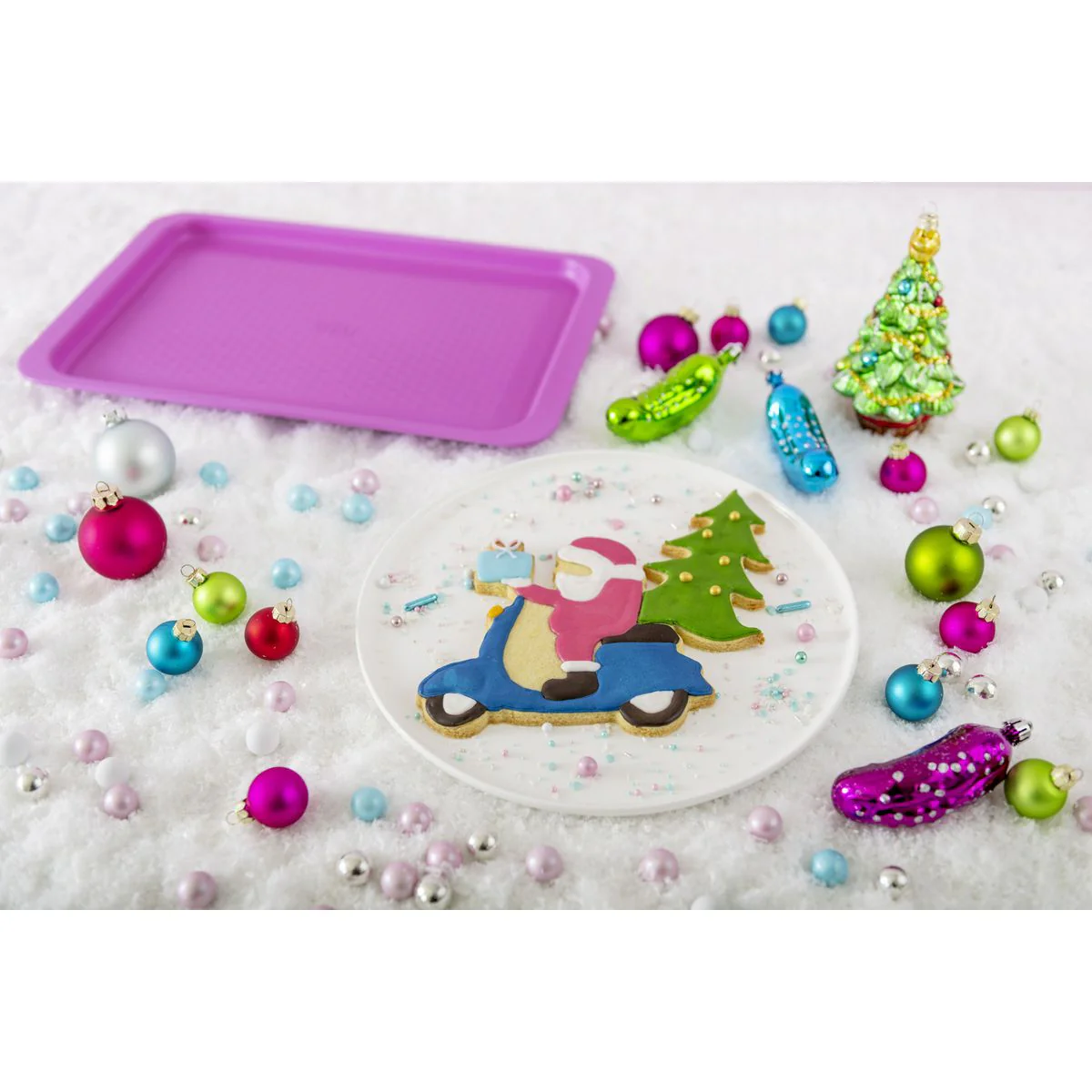 Plaque de four rectangulaire fuchsia 38 x 25 cm Tasty Pâtisserie - Image 2