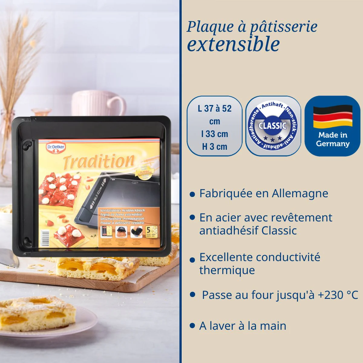 Plaque four extensible 36 à 52 x 33 cm Dr Oetker Tradition - Image 3