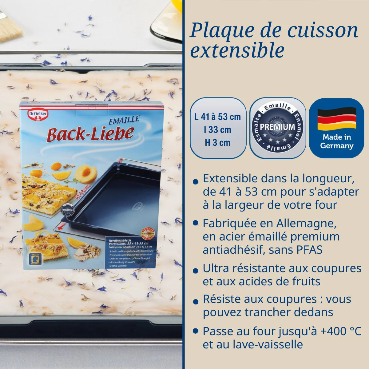 Plaque four extensible 41-53 x 33 cm Dr Oetker Back Liebe - Image 3
