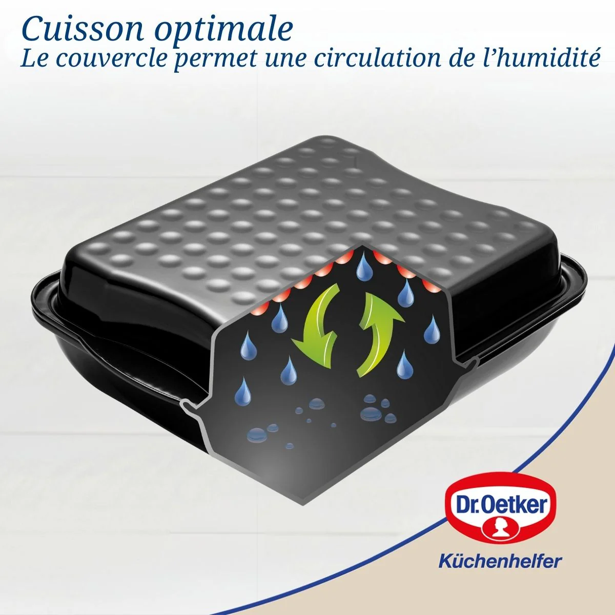 Plat à four avec couvercle en acier émaillé 42 x 34 cm Dr. Oetker Back-Idee Kreativ - Image 3
