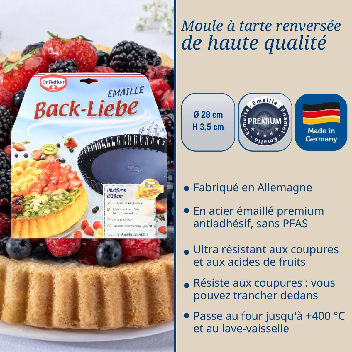 Plat à tarte 28 cm avec revêtement en quartz émaillé Dr.Oetker Back Liebe - Image 3