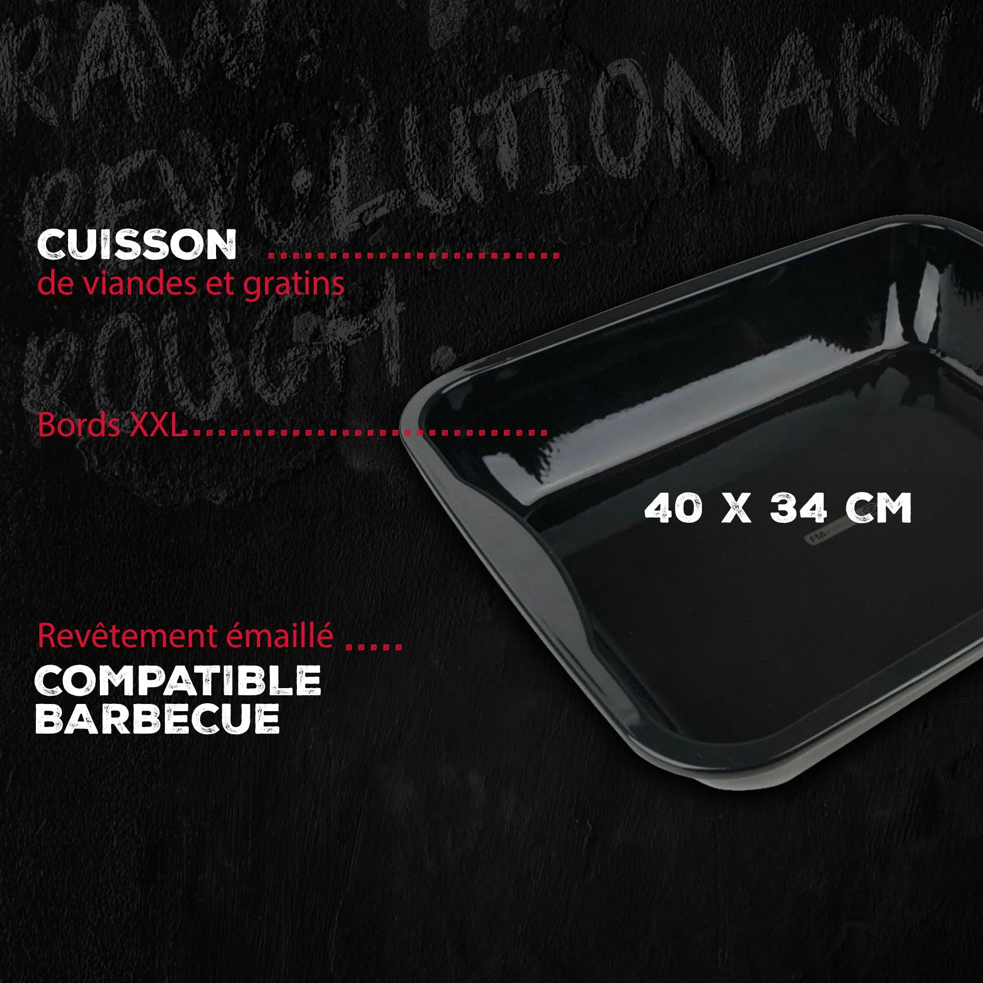Plat à four en acier émaillé 40 x 34 cm FM Professional Barbecue - Image 2