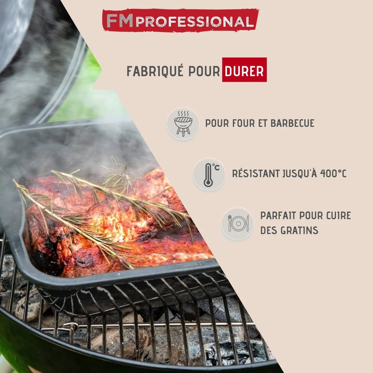 Plat à four en acier émaillé 40 x 34 cm FM Professional Barbecue - Image 9