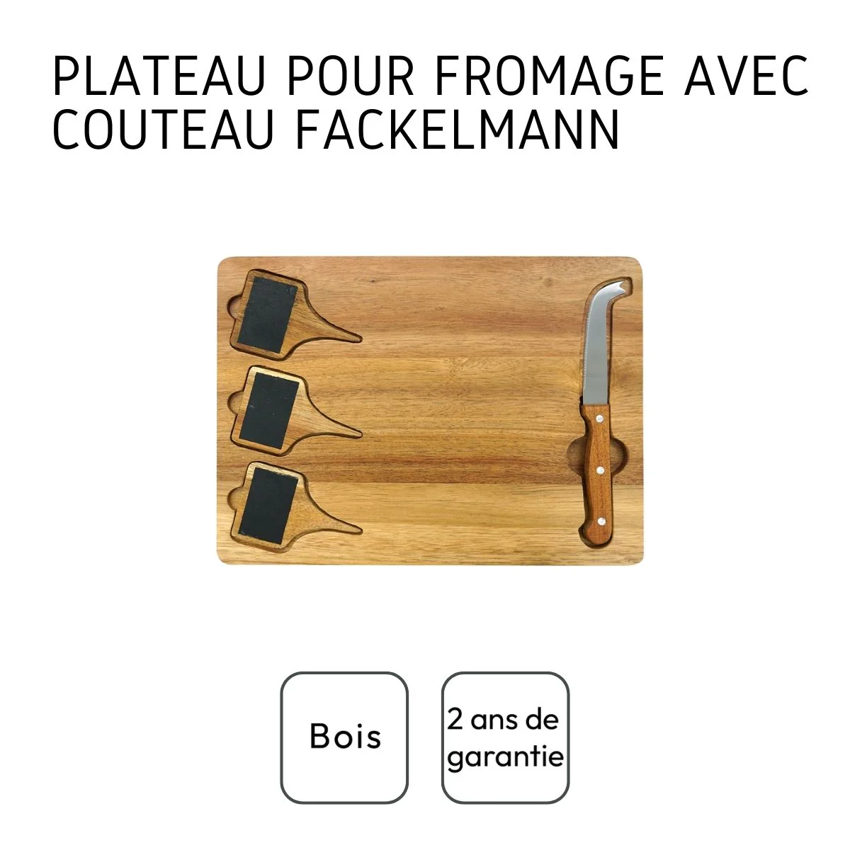 Plateau de fromages avec ardoises et couteau à fromage 32 x 23 cm Fackelmann - Image 4