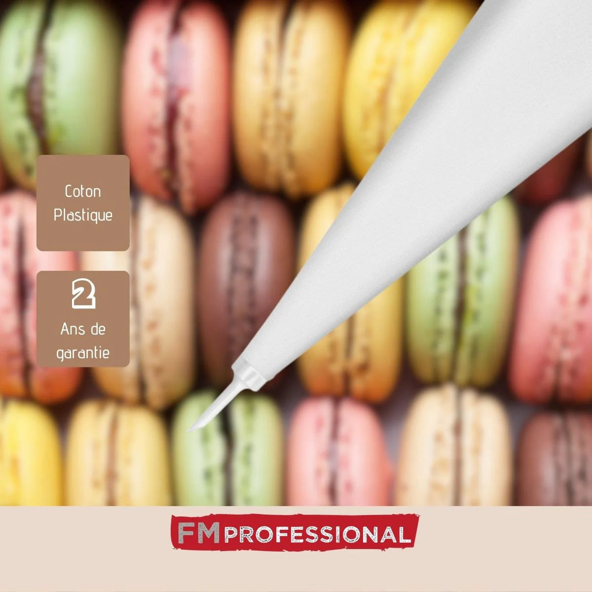 Poche à douille en coton et 4 douilles en plastique 30 cm FM Professional Pâtisserie - Image 4
