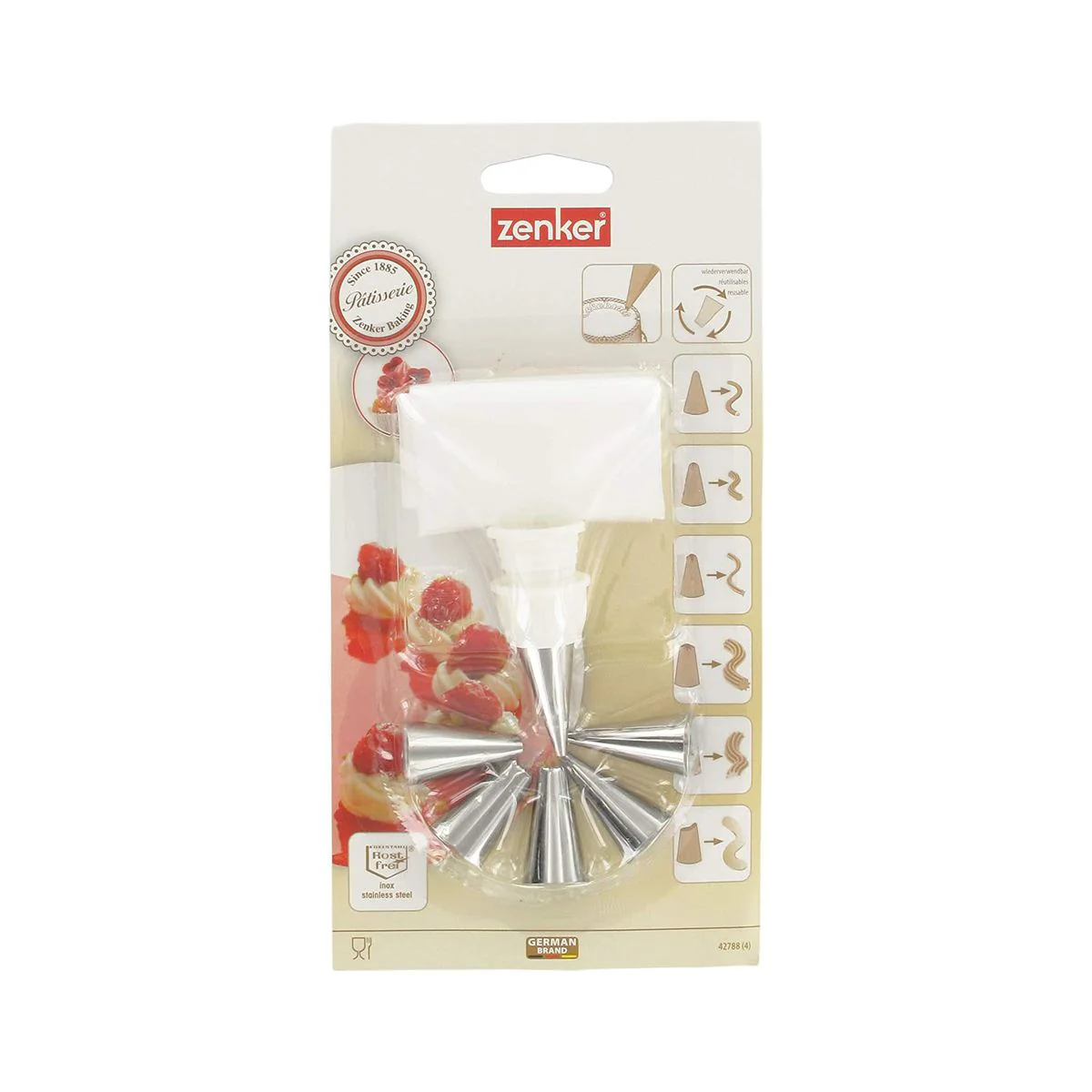 Poche à douille et 6 embouts en inox 33 cm Zenker Smart Pastry - Image 5