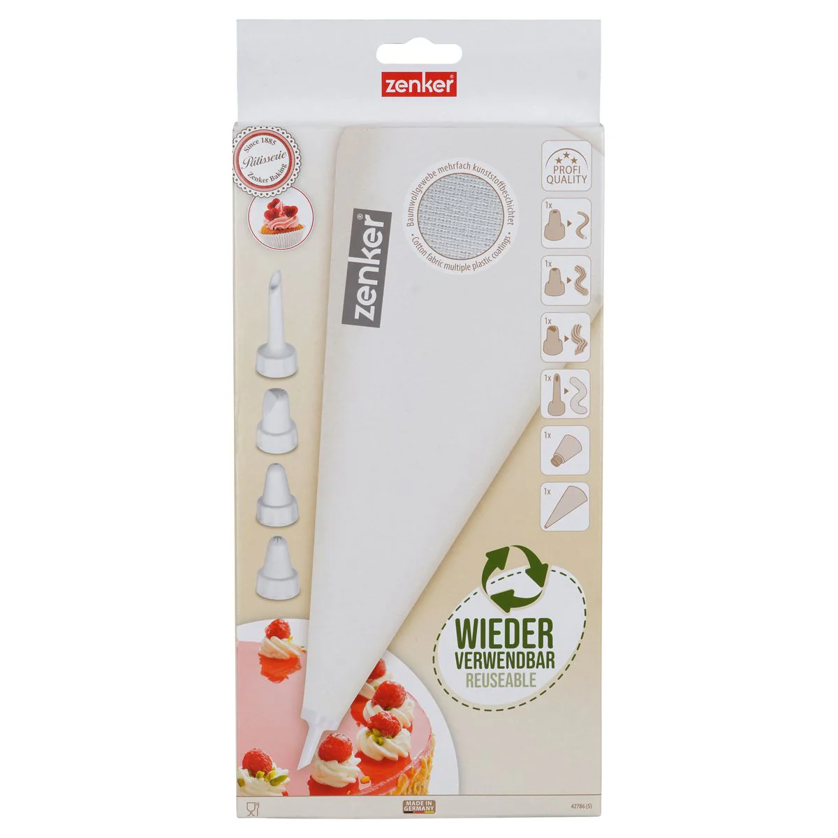 Poche à douille réemployable et 4 embouts plastique 31 cm Zenker Smart Pastry - Image 10